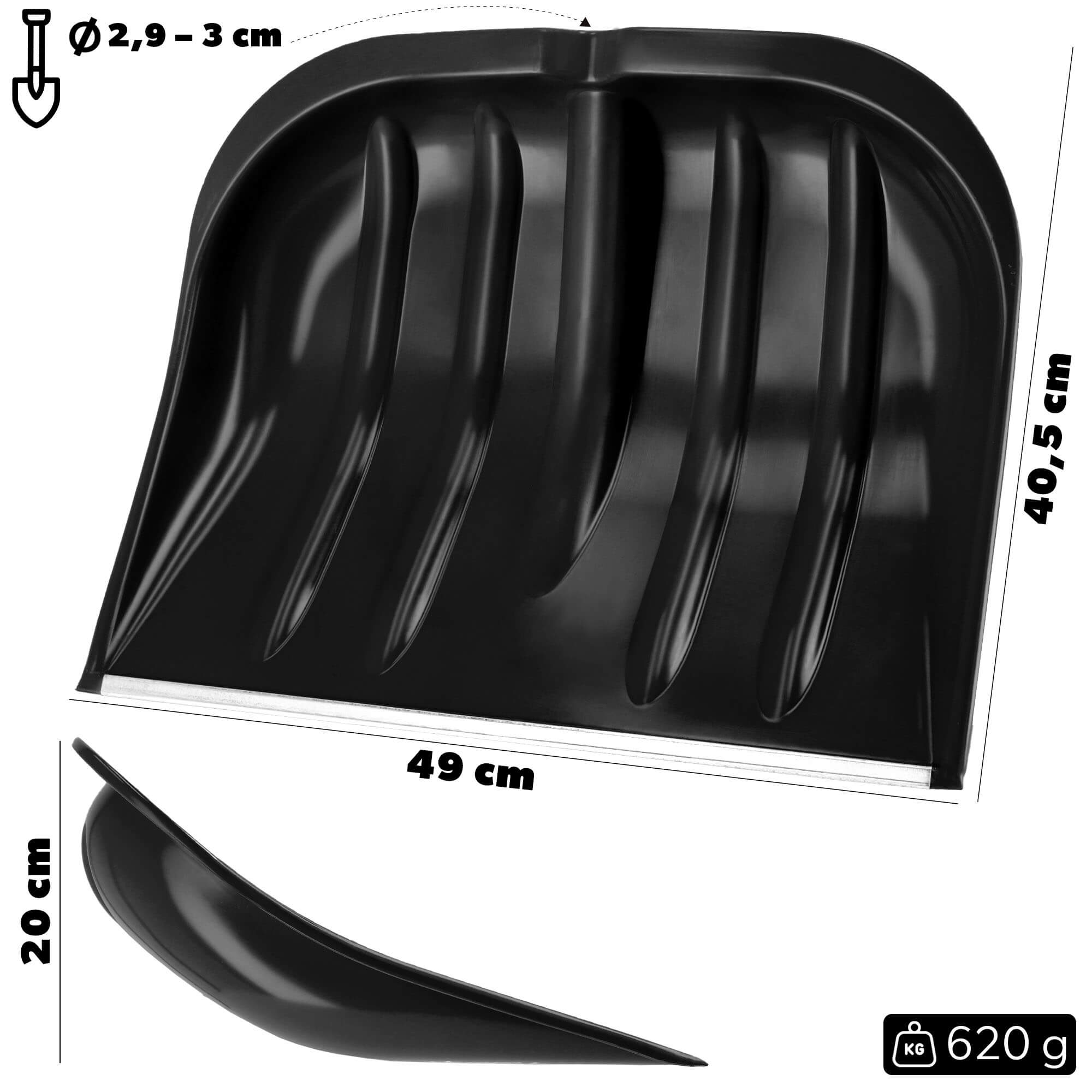Zestaw do odśnieżania łopata do śniegu trzon drewniany srebrna + szufla łopata do śniegu czarna
