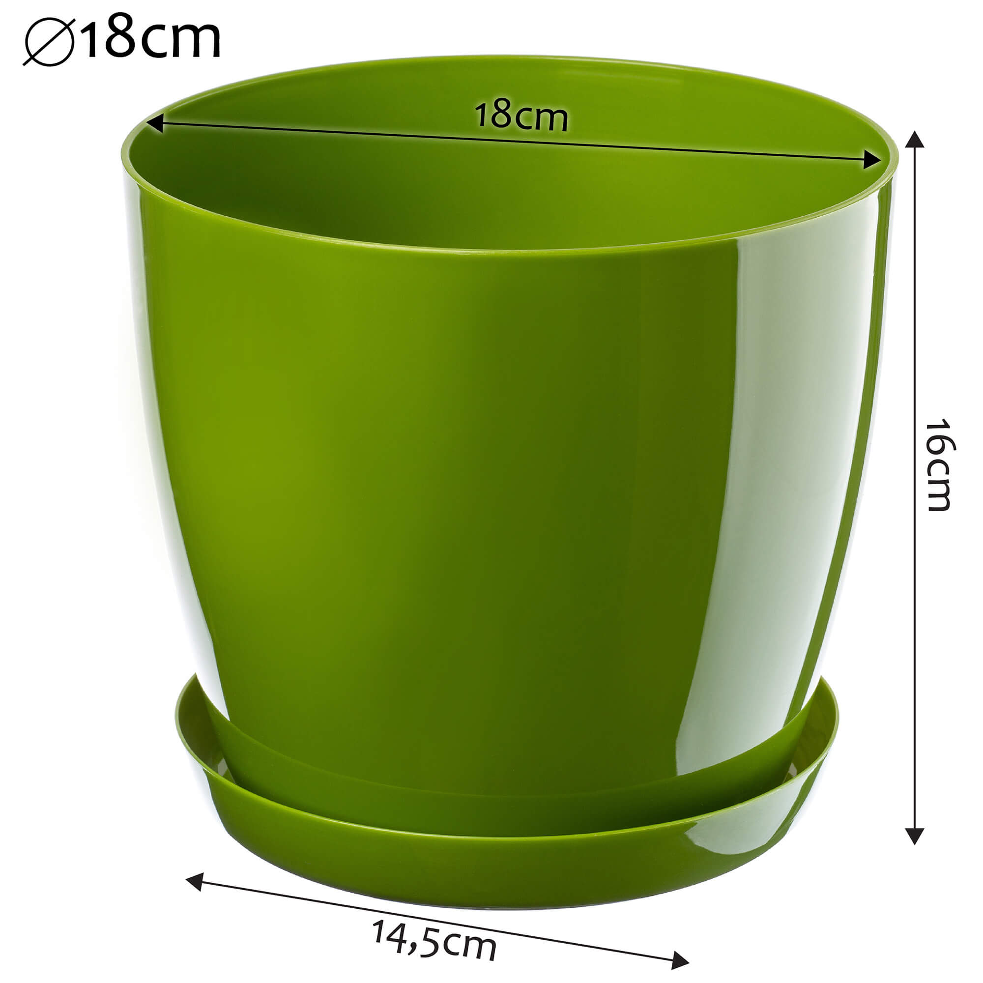 Doniczka Agen z podstawką 18 cm, zielona