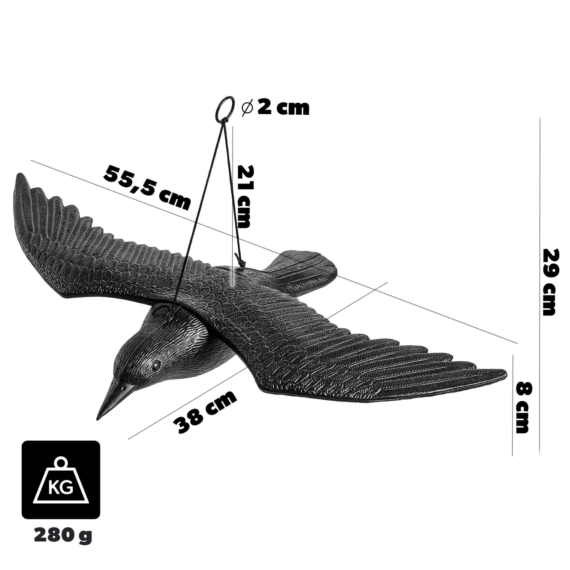 Duży kruk w locie 56cm, odstraszacz ptaków