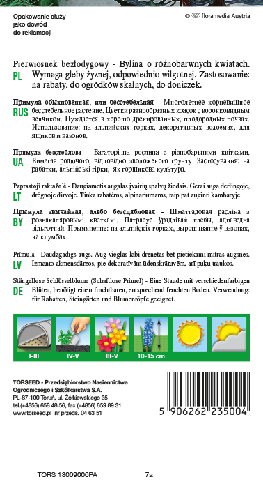 Pierwiosnek bezłodygowy - Primula acaulis mieszanka 0,1g