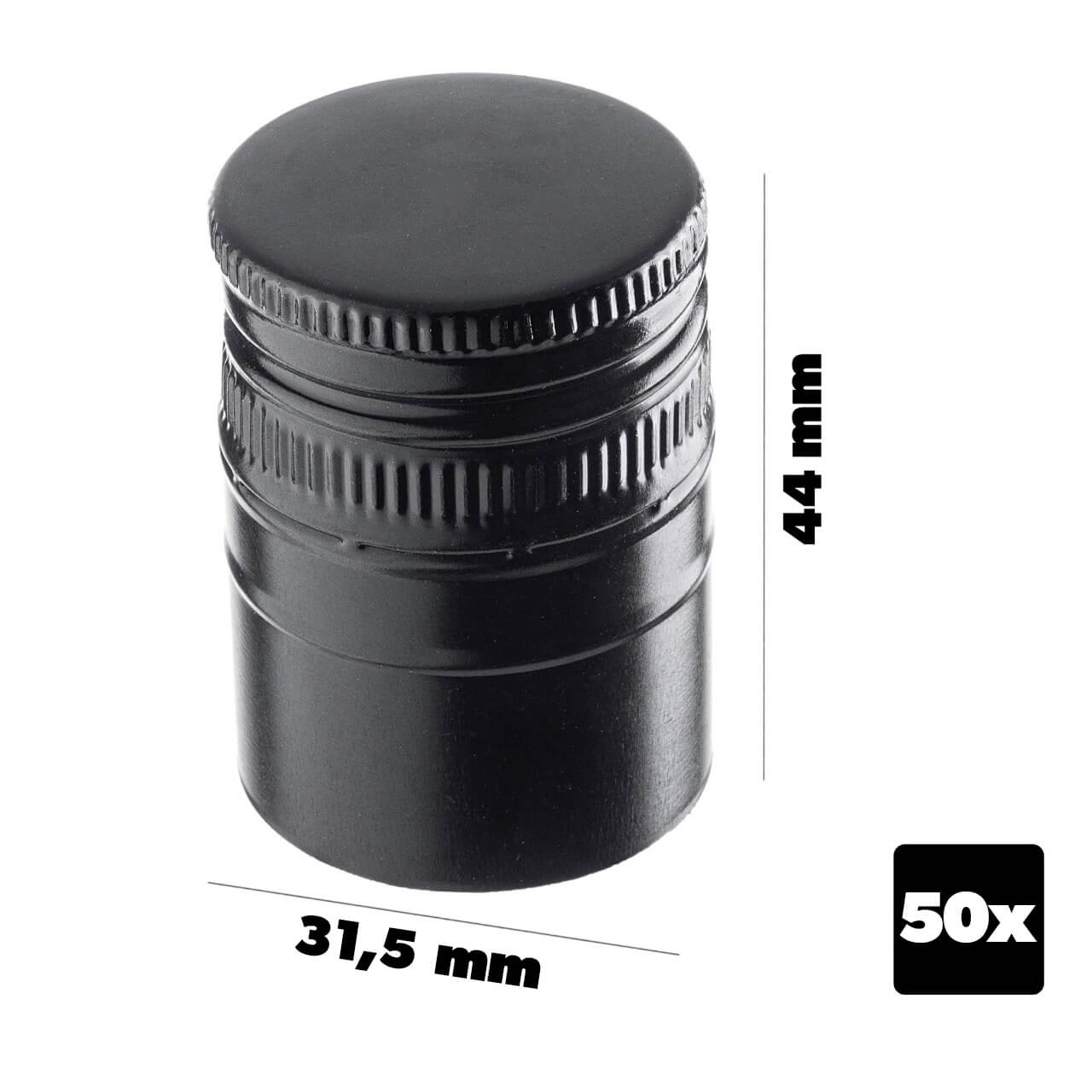 Aluminiowa zakrętka do butelek Annot fi 31.5mm długa czarna 50 szt.