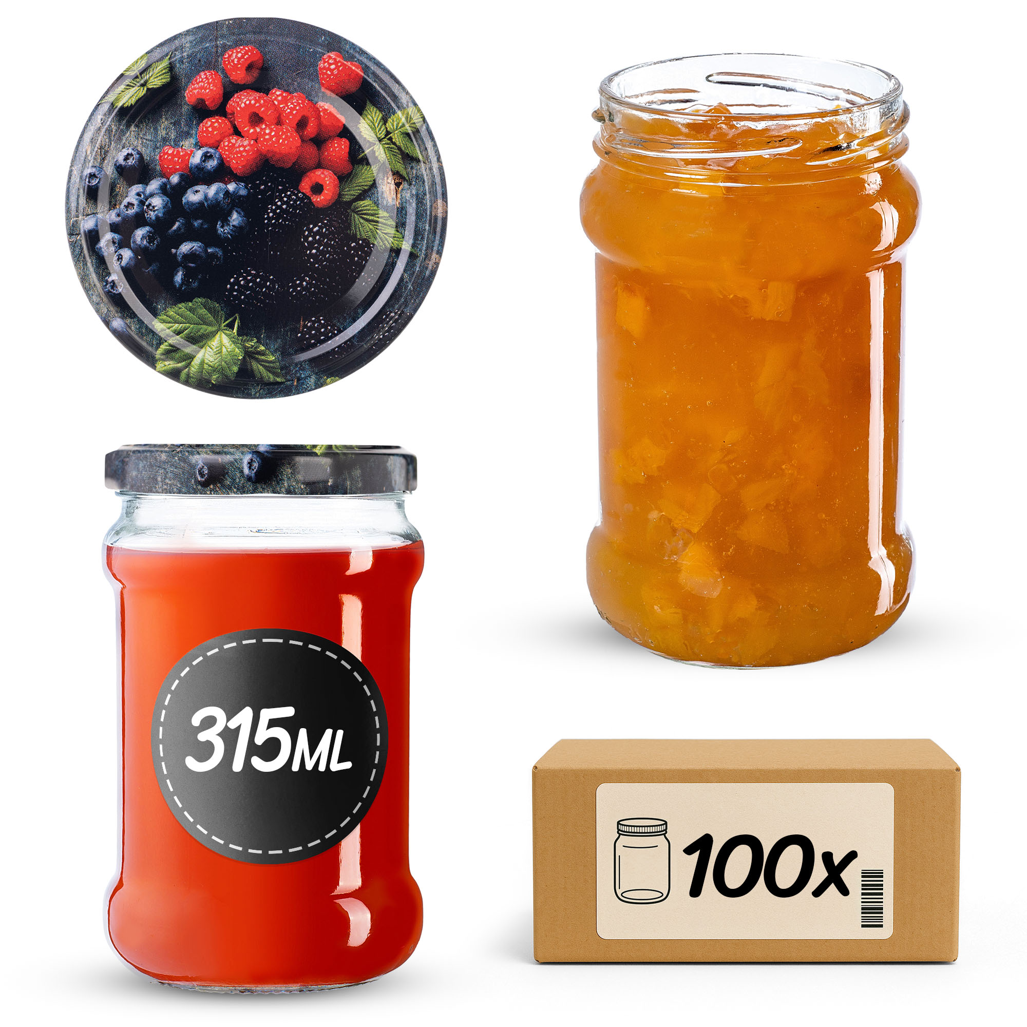 Słoiki na przetwory Seno 315ml fi66mm 100szt + wieczko Owoce