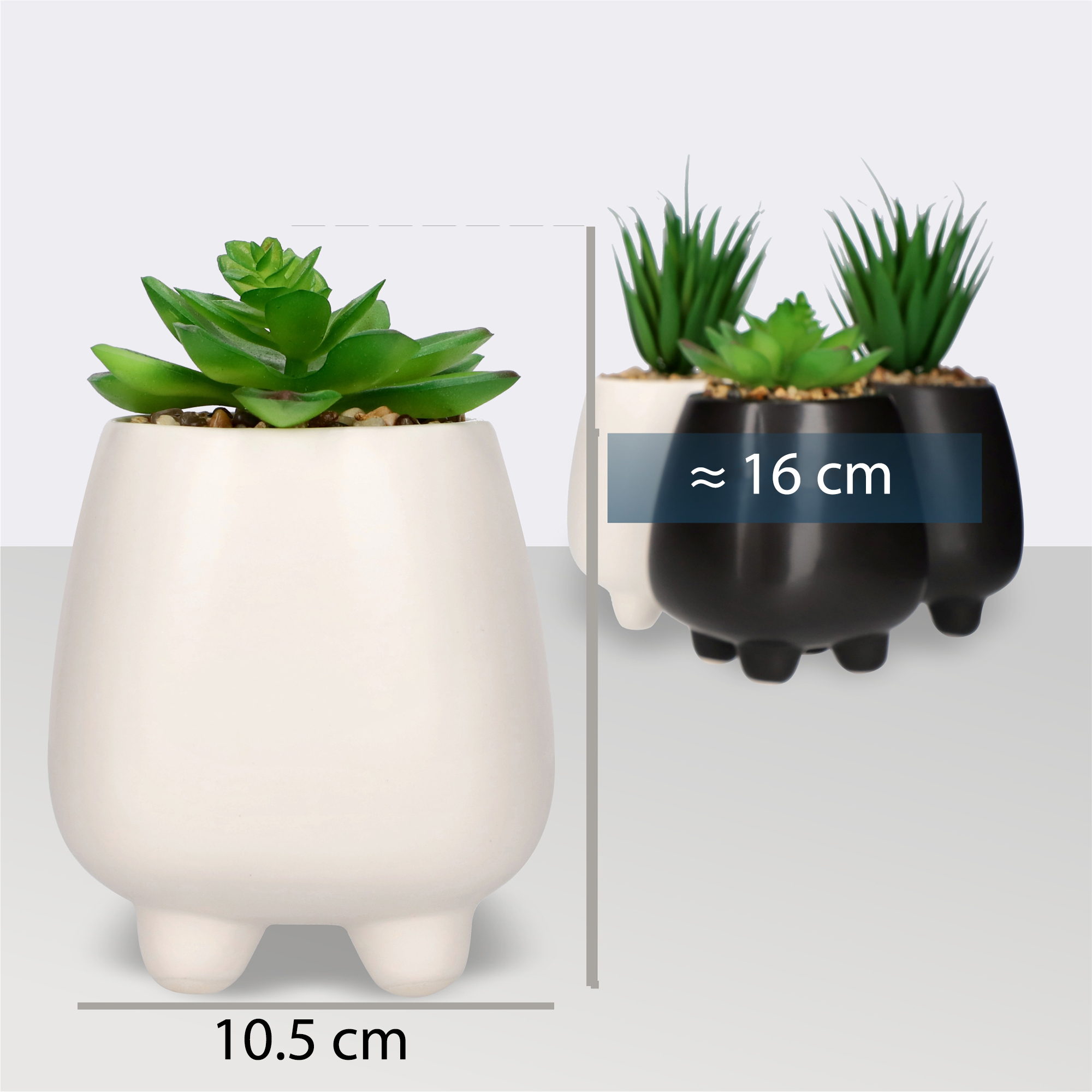 Sztuczny sukulent Rouy, 10,5 cm, biały