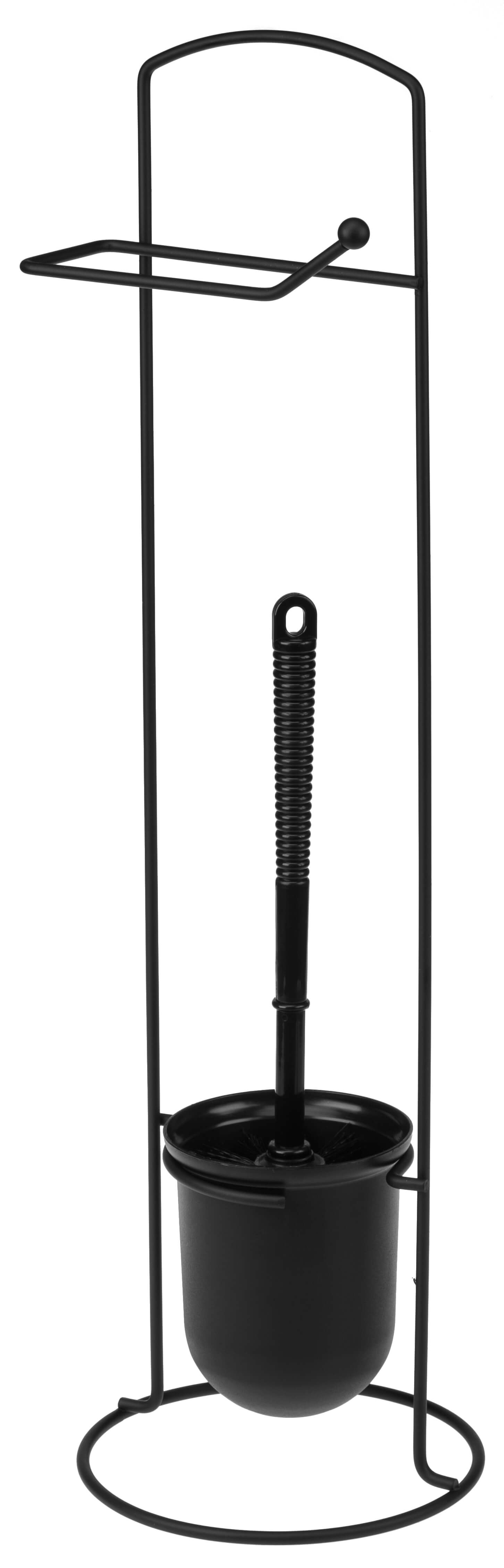 Szczotka do WC z uchwytem na papier 58 cm, czarny