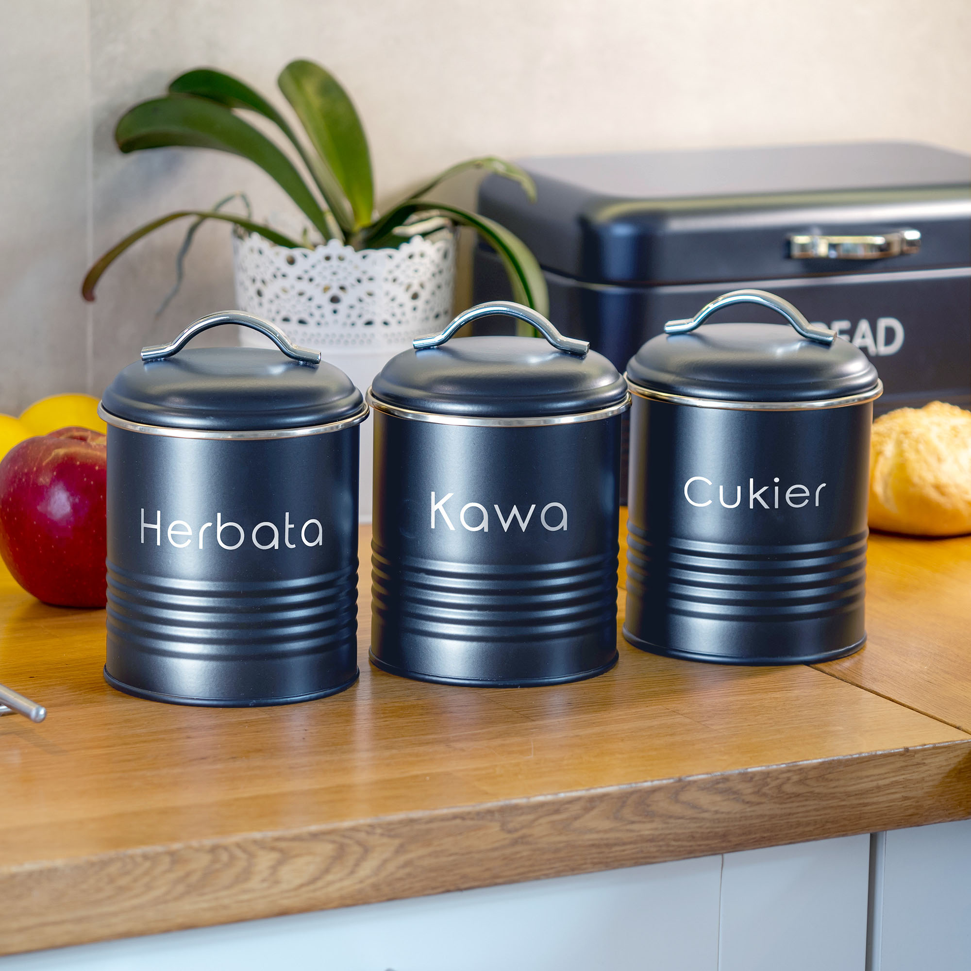 Pojemnik na herbatę metalowy Tosse, granatowy