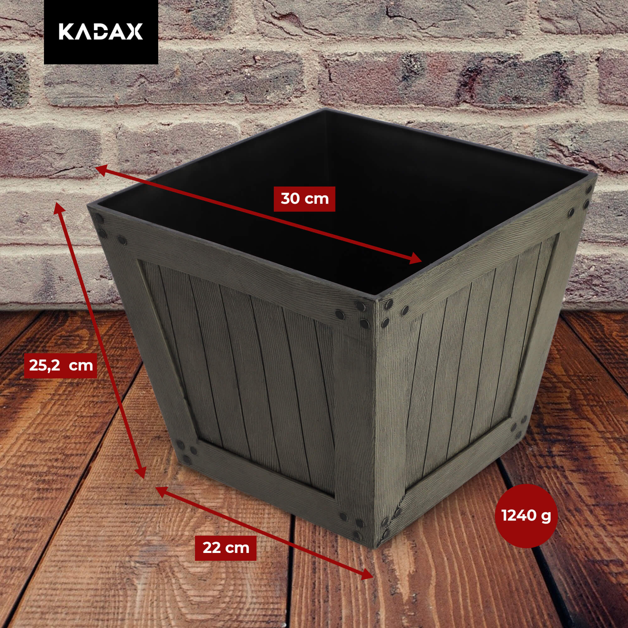 Donica balkonowa Sori 30 x 25 cm, ciemny szary