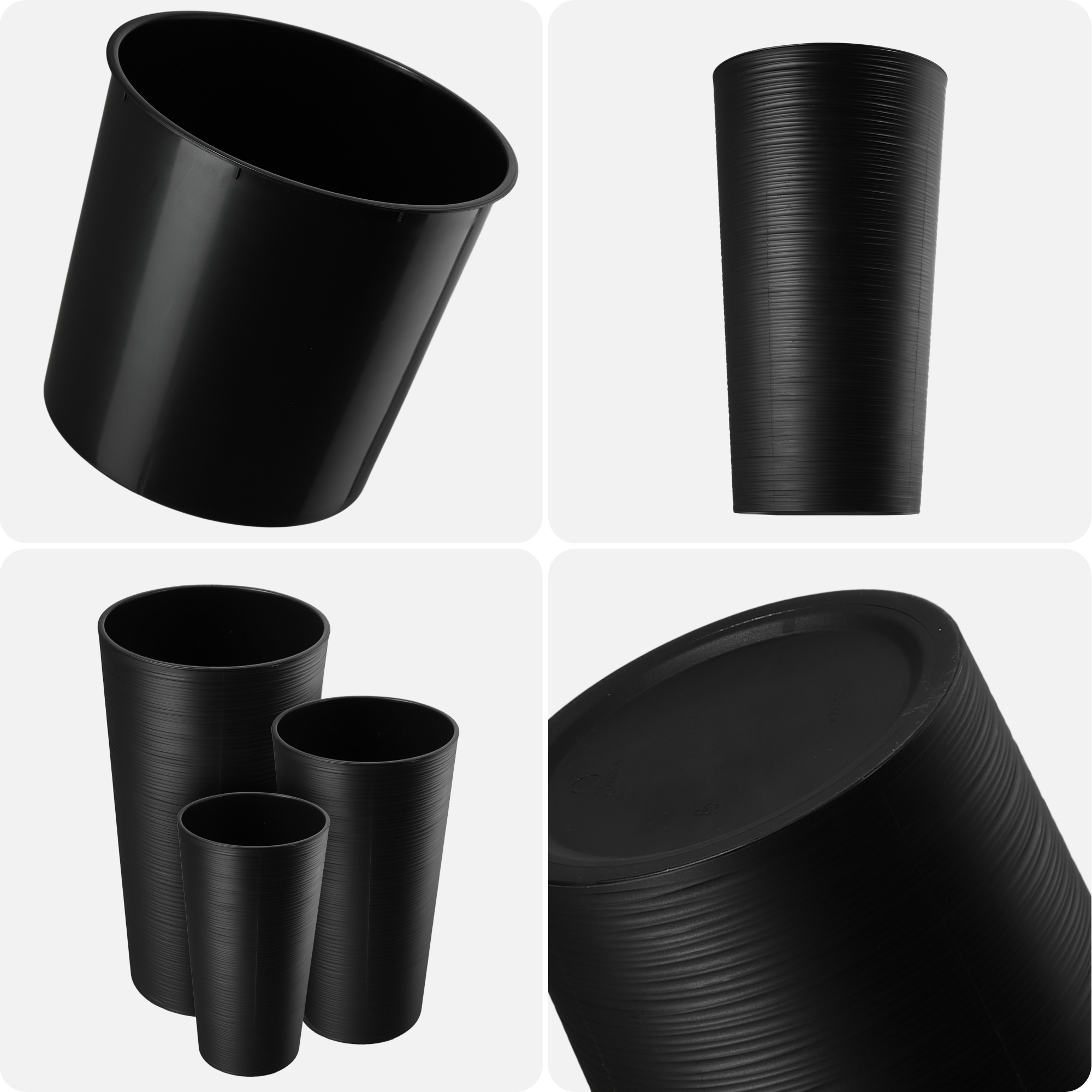 Donice na kwiaty Latina z wkładem czarny 19cm+25cm+30cm