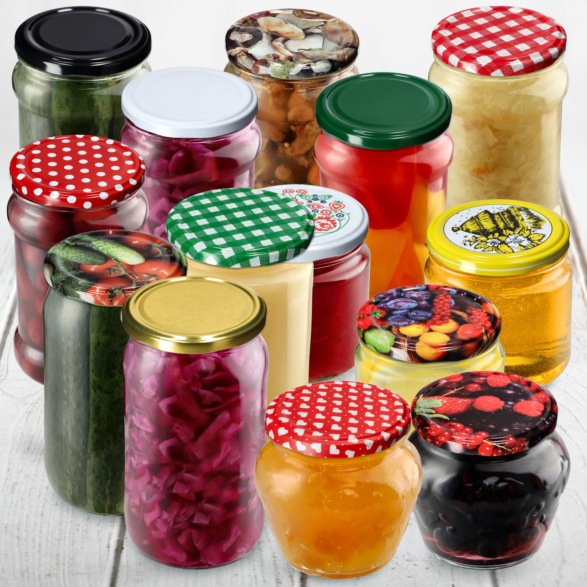 Słoiki na przetwory Gera 350ml fi66mm 20szt + wieczka "Śliwki"