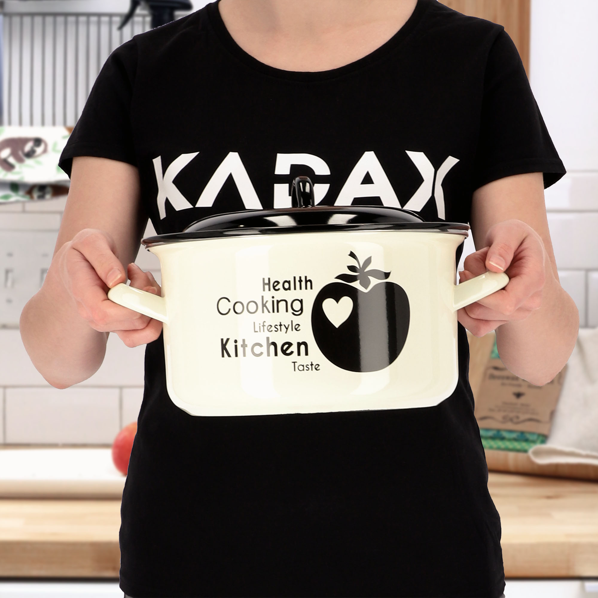 Pokrywa emaliowana do garnka 20 cm, czarna