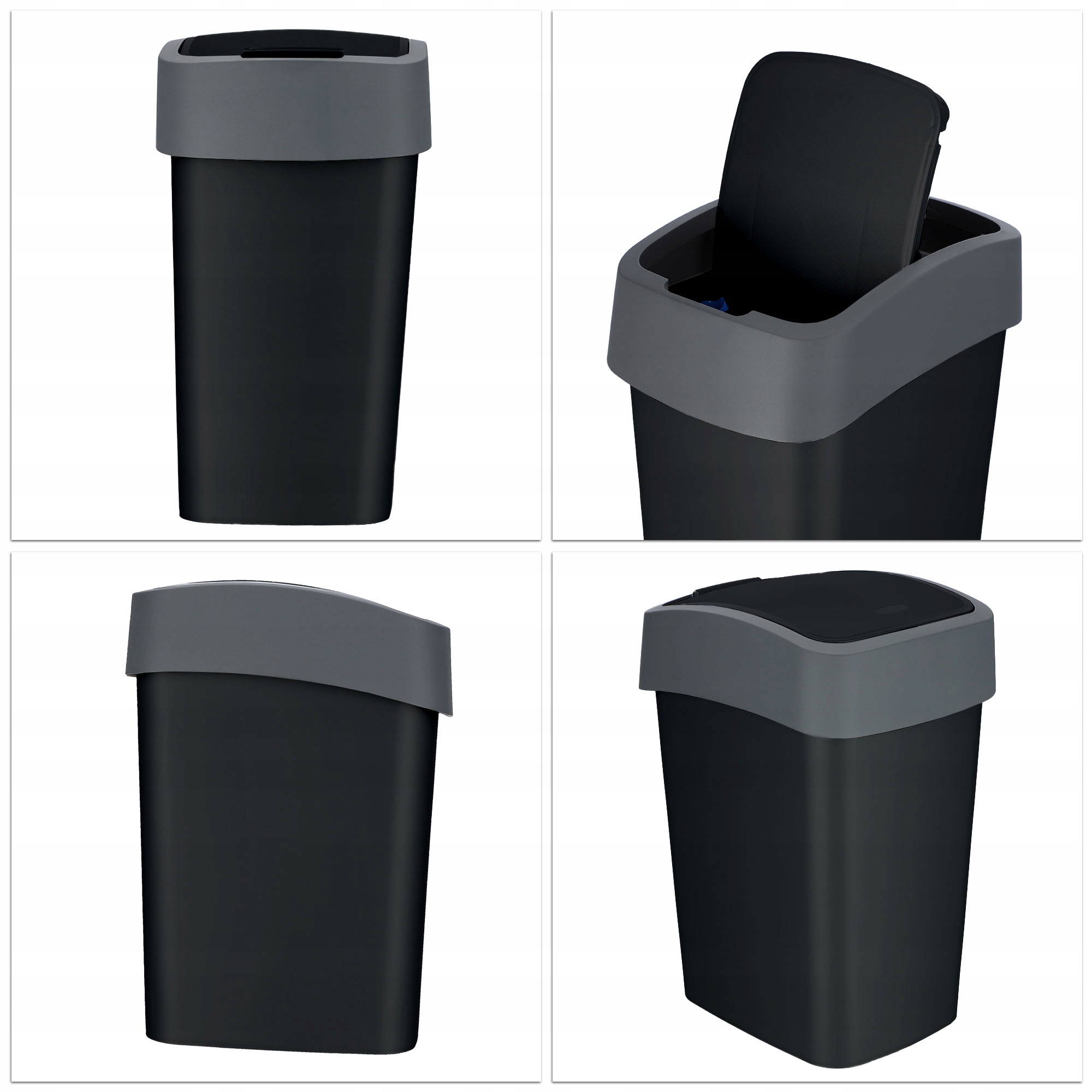 Kosz na śmieci Curver Flip Bin 10L, czarny