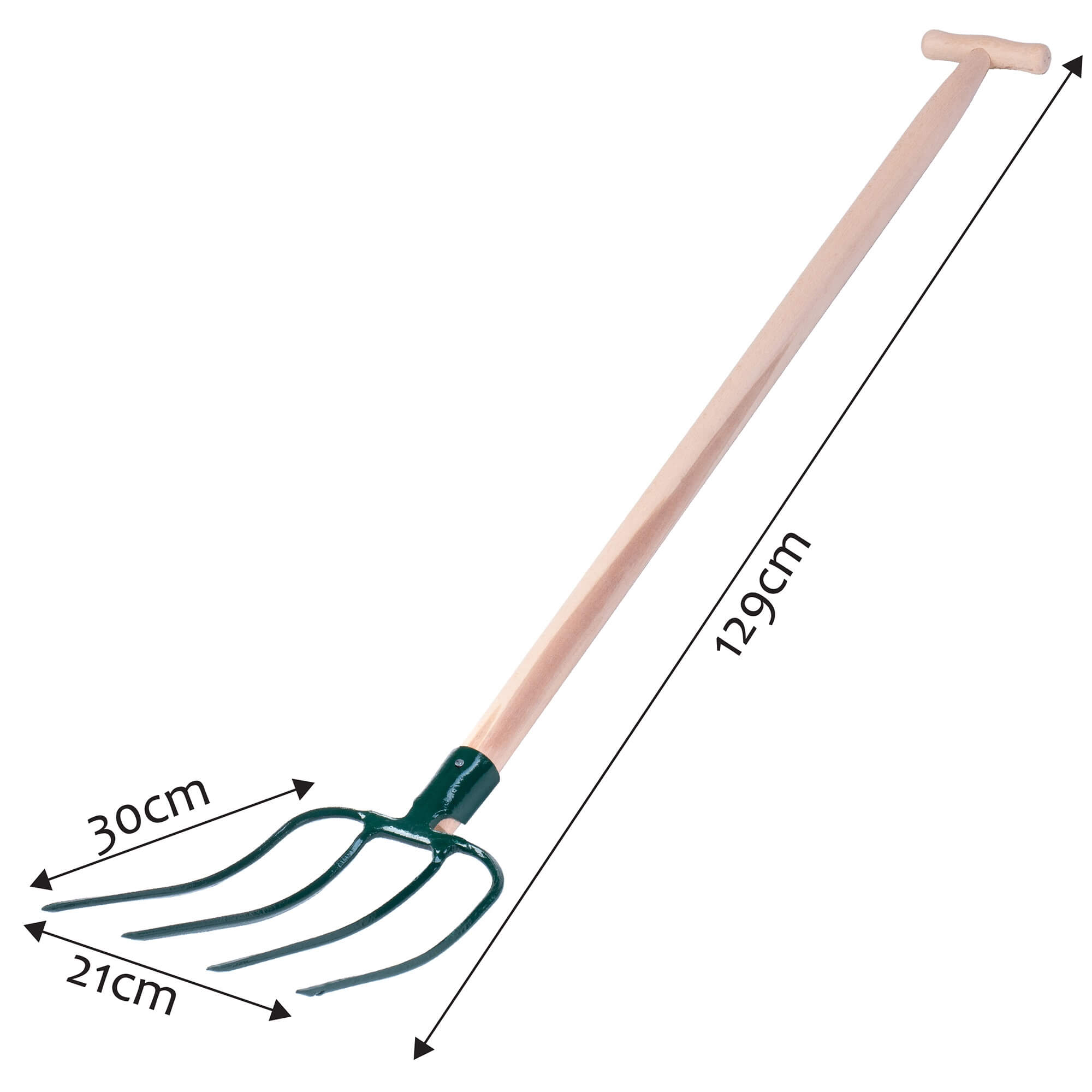 Widły do siania Varzi 4 zęby 129 cm, zielone
