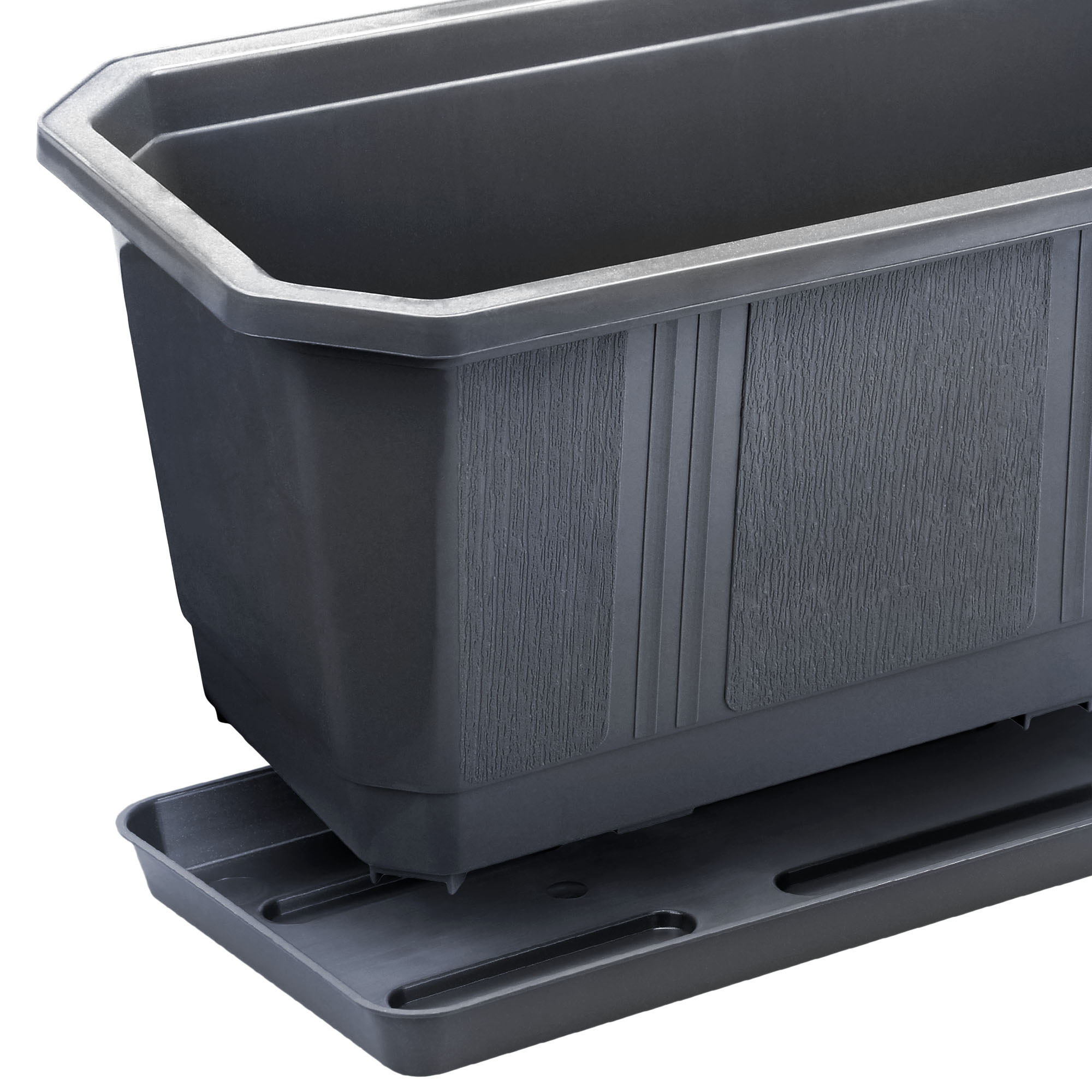 Doniczka balkonowa z uchwytami Oste 40 cm + 60 cm, grafit