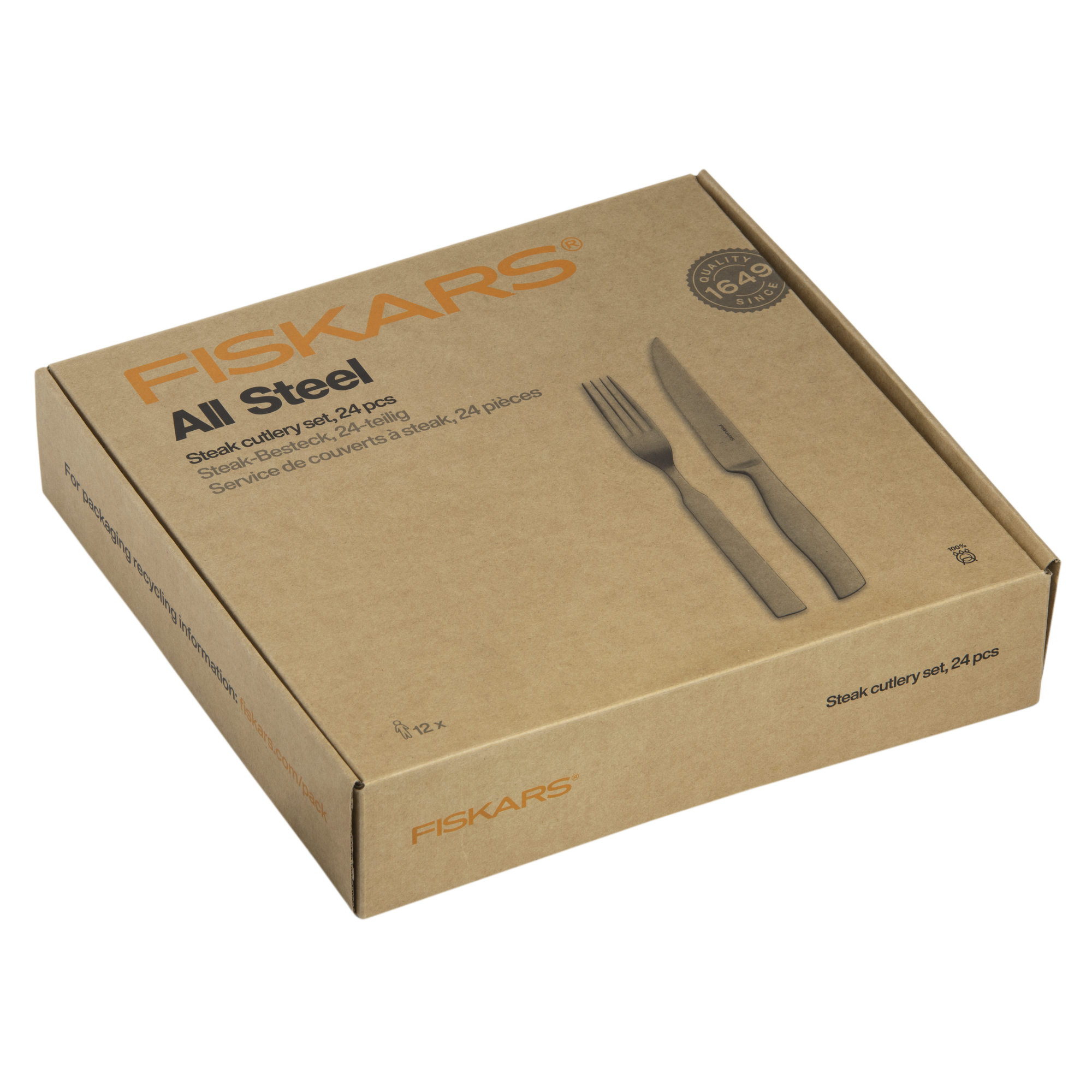 Fiskars 1071625 All Steel Sztućce do steków, 24 szt.