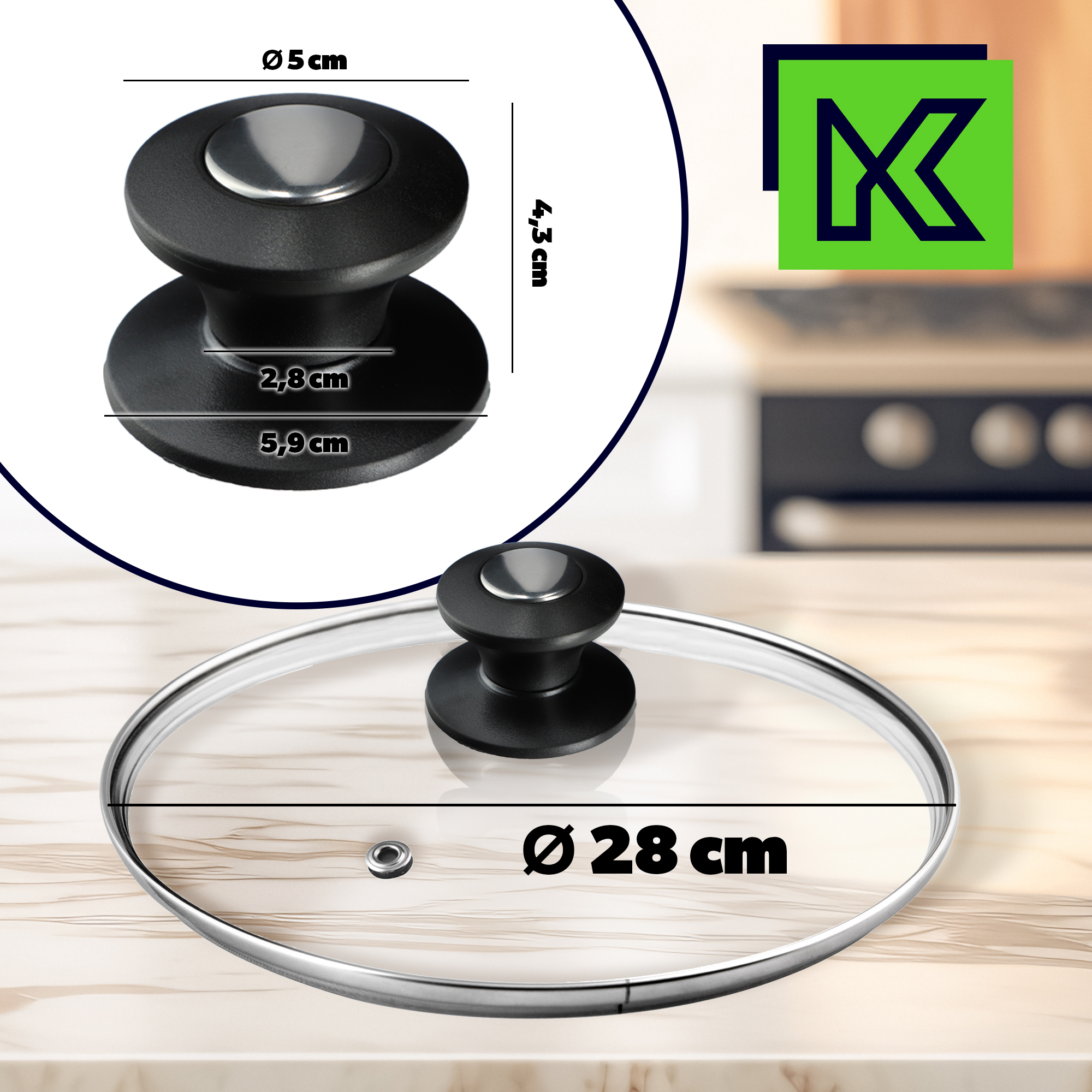 Pokrywa żaroodporna z czarnym uchwytem Barletta 28 cm