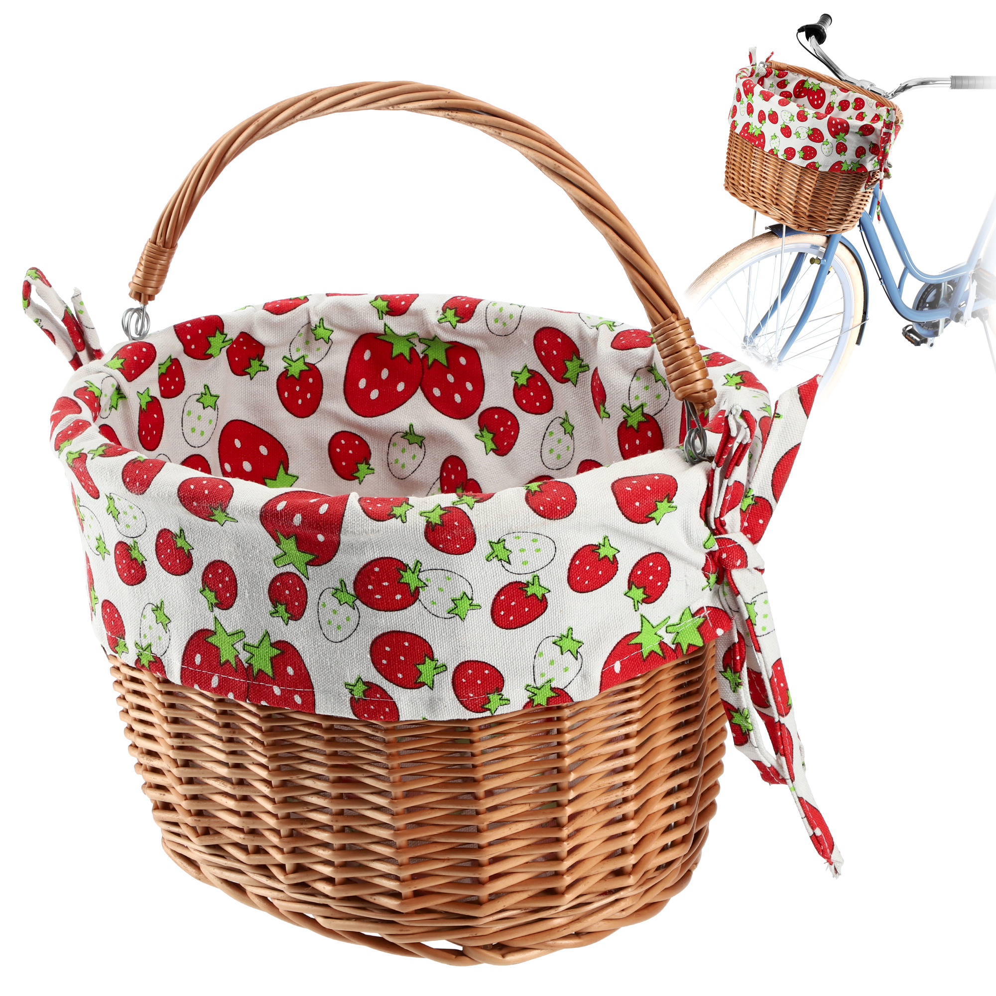 Kosz rowerowy Iseo 50 x 29 cm, truskawki