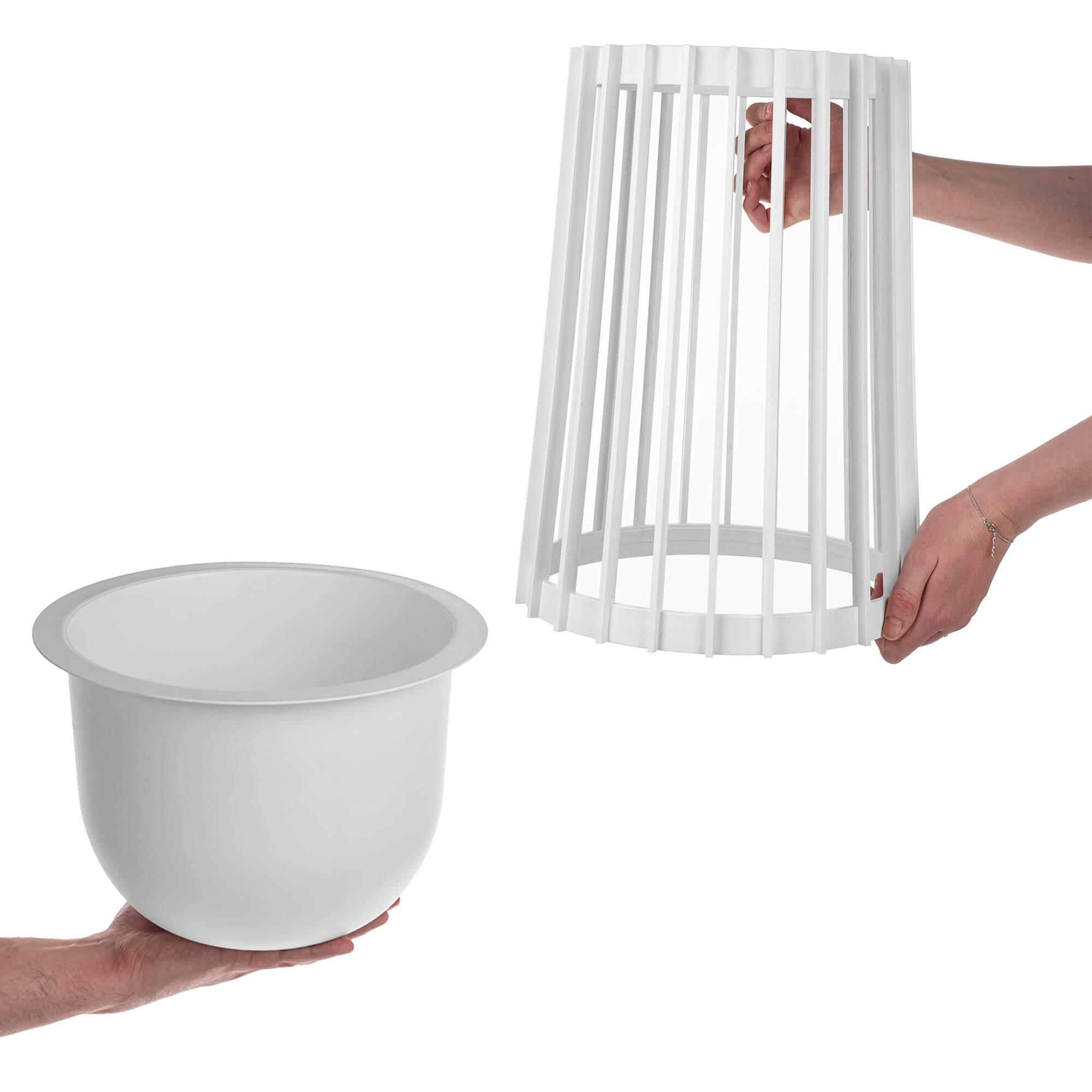 Kwietnik dwustronny Aytre 54 cm biały + wkład