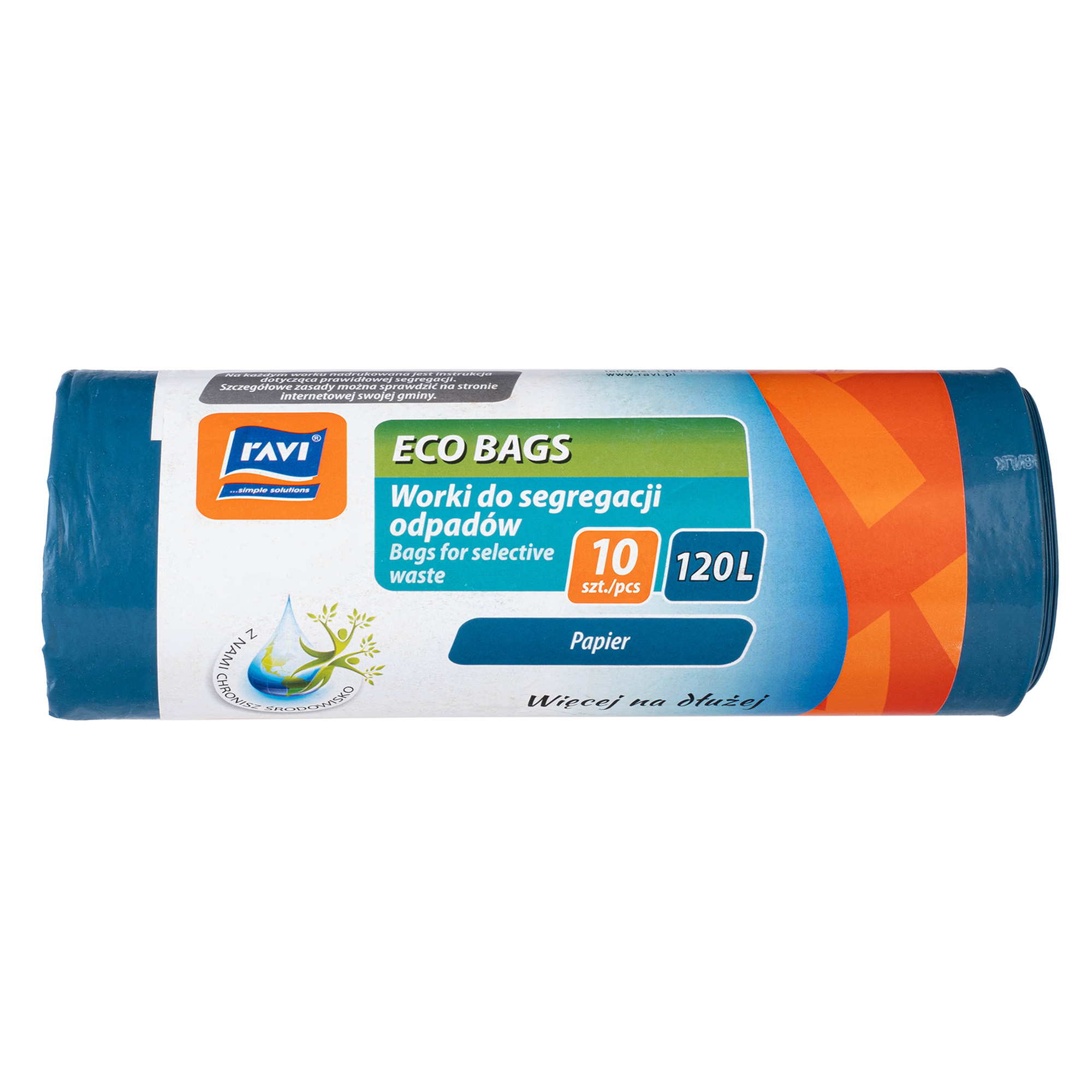 Worki Eco Bags RAVI 120L 10szt niebieskie na papier