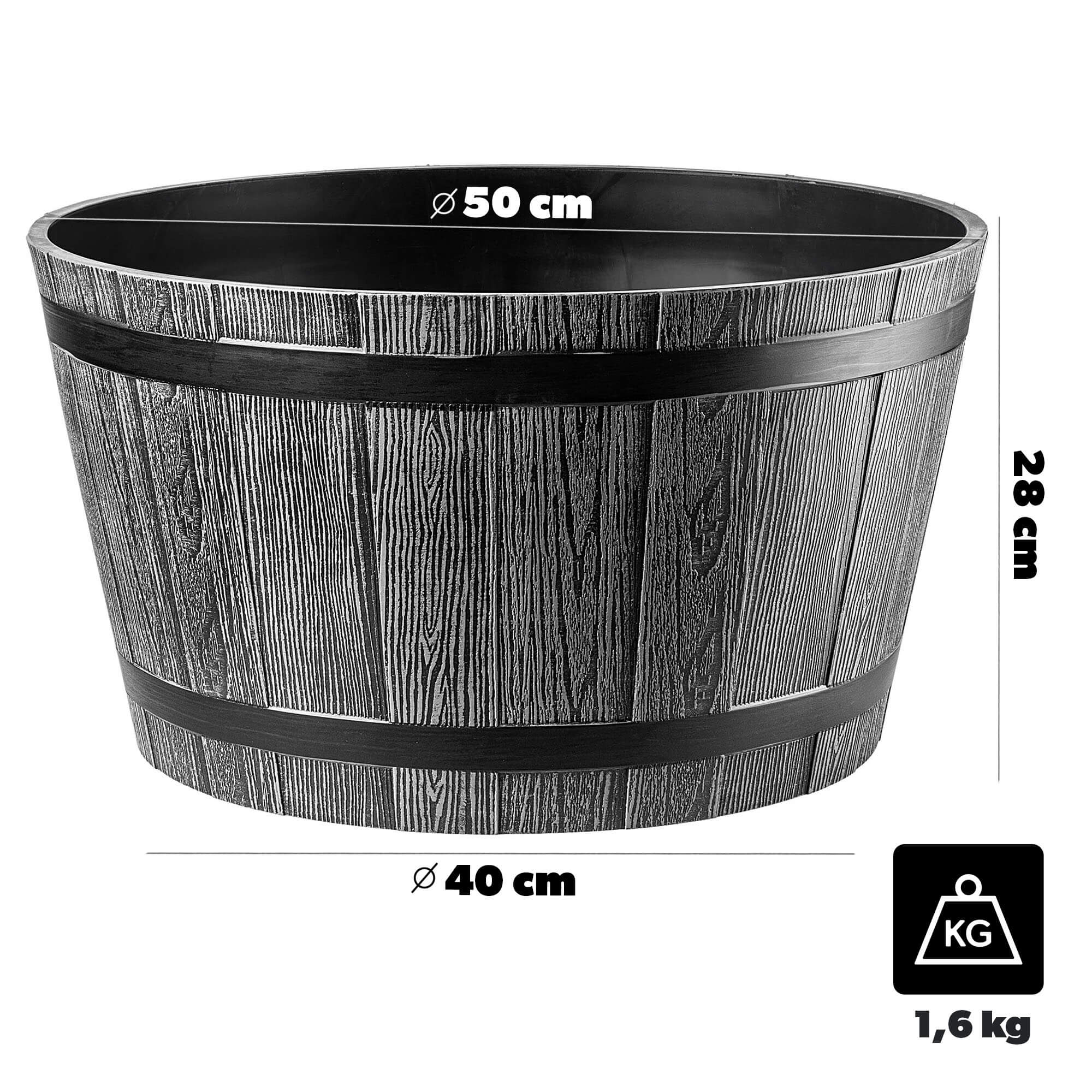 Donica na kwiaty Sori 50 cm ciemny szary