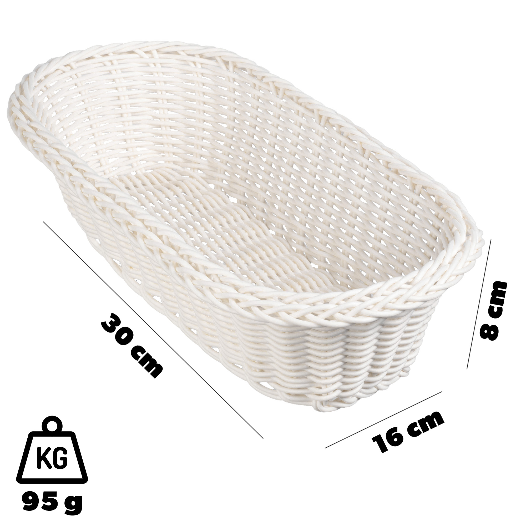 Koszyk pleciony Arezzo podłużny, kremowy