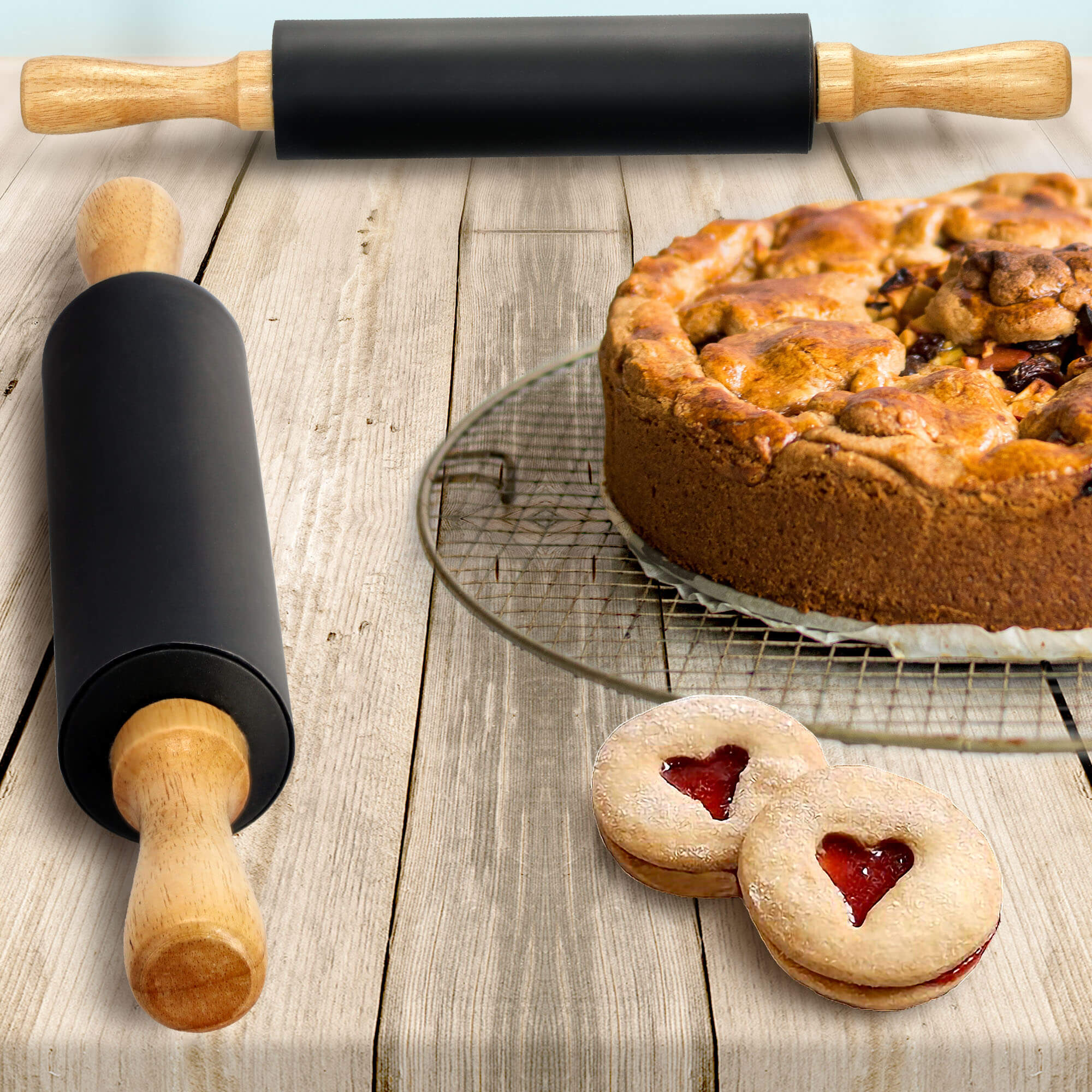 Silikonowy wałek do ciasta Pallud 40 cm, czarny