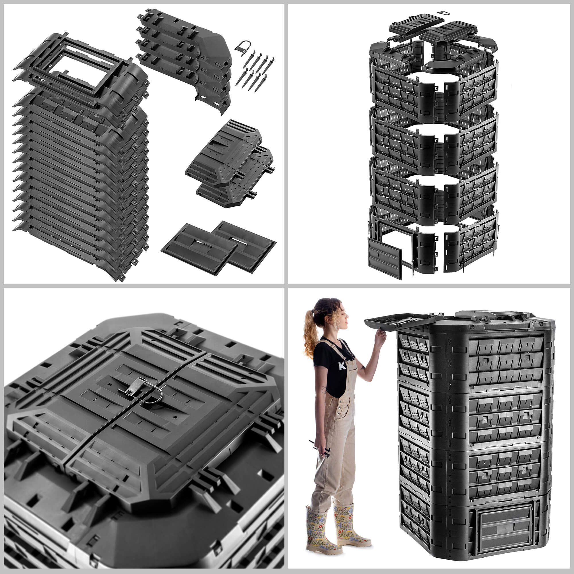 Kompostownik ogrodowy Fixem 1250L czarny