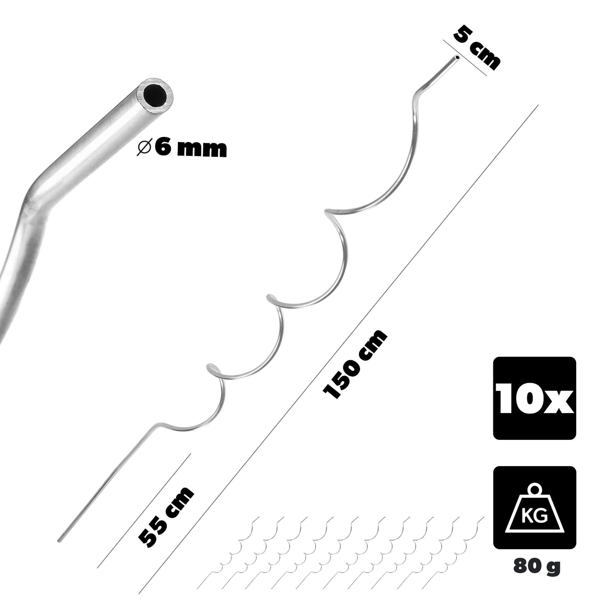 Tyczka spiralna do roślin Lestre aluminiowa 150 cm 10 szt.