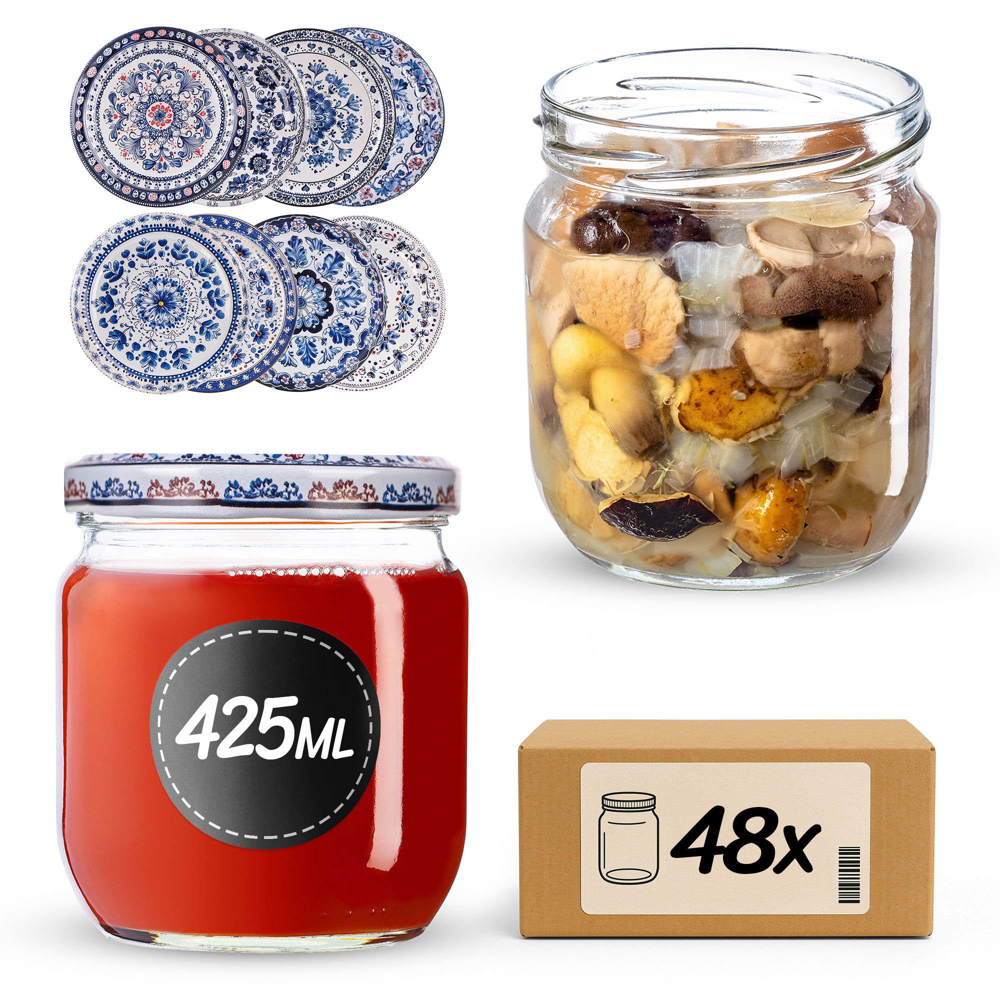 Słoiki na przetwory Salla 425ml fi82mm 48szt + wieczko Bolesławiec