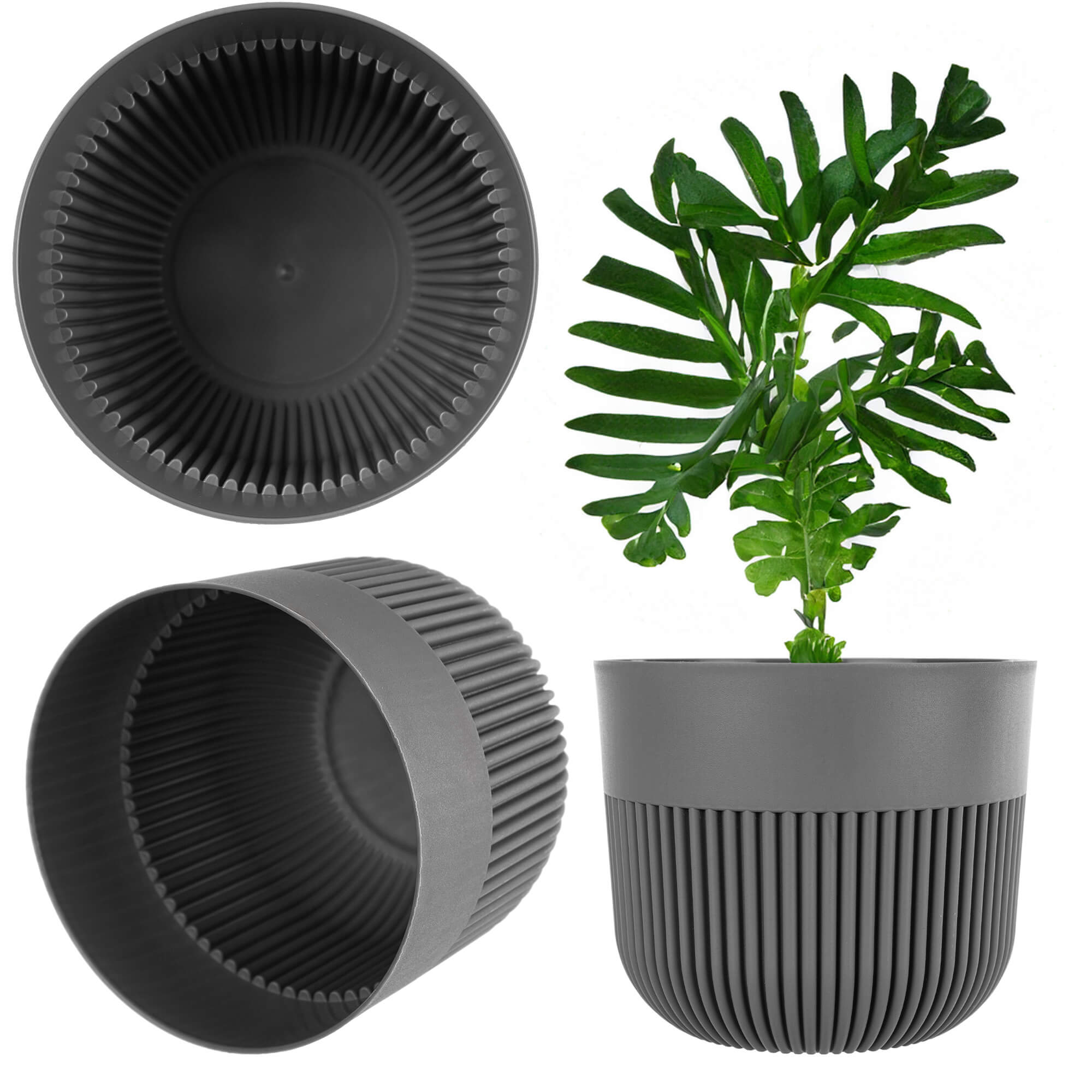 Doniczka osłonka Ornon 15 cm ciemny szary