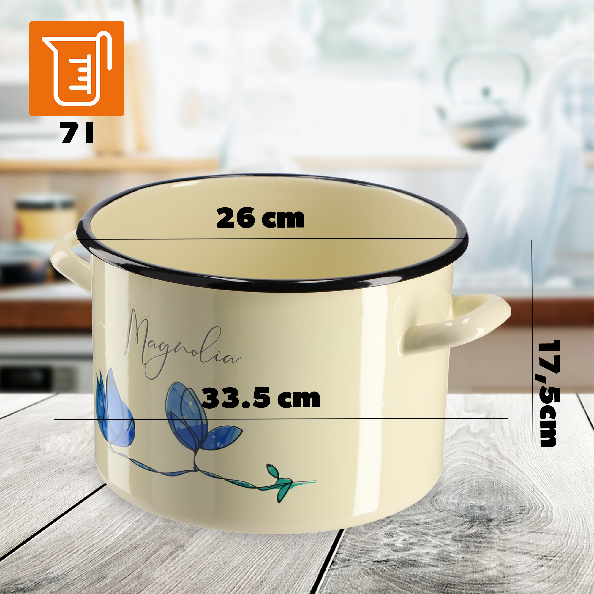 Garnek Emaliowany Luca 7L, magnolia