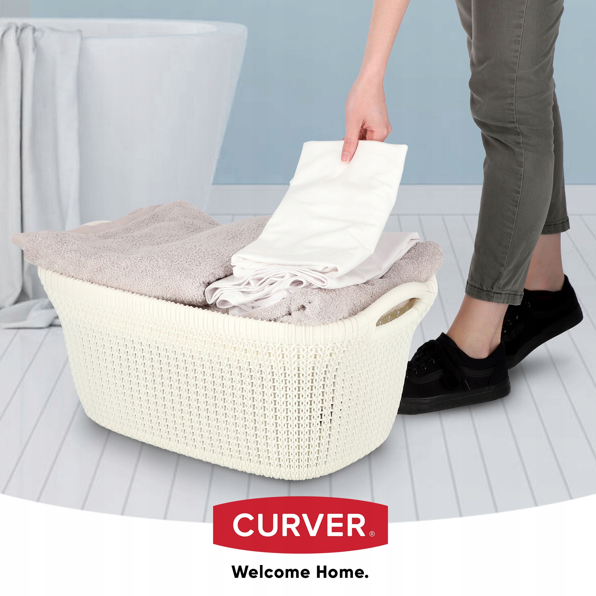 Pojemnik na bieliznę Curver Knit 40L kremowy