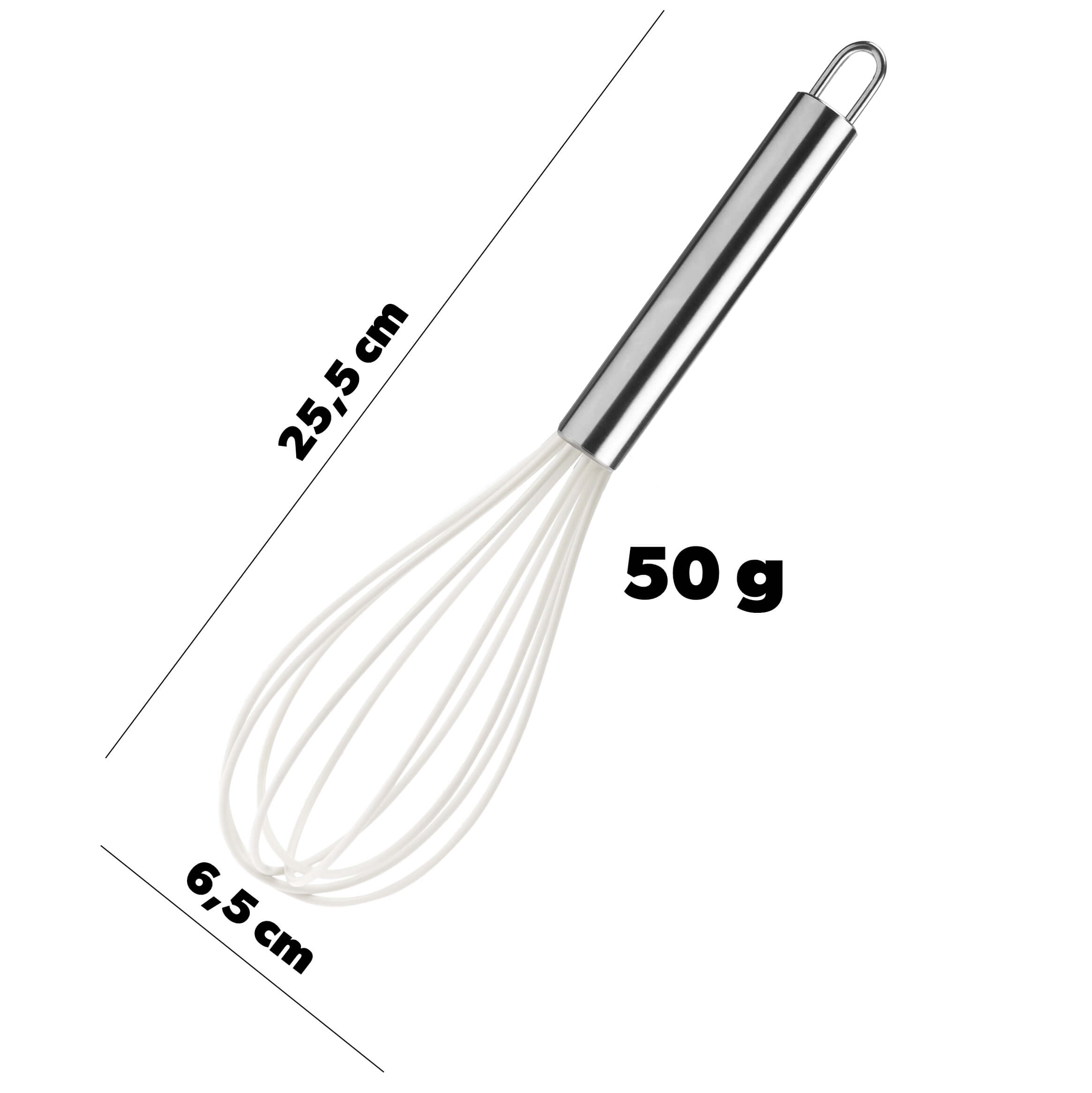 Silikonowy ubijak do piany 26 cm, biały