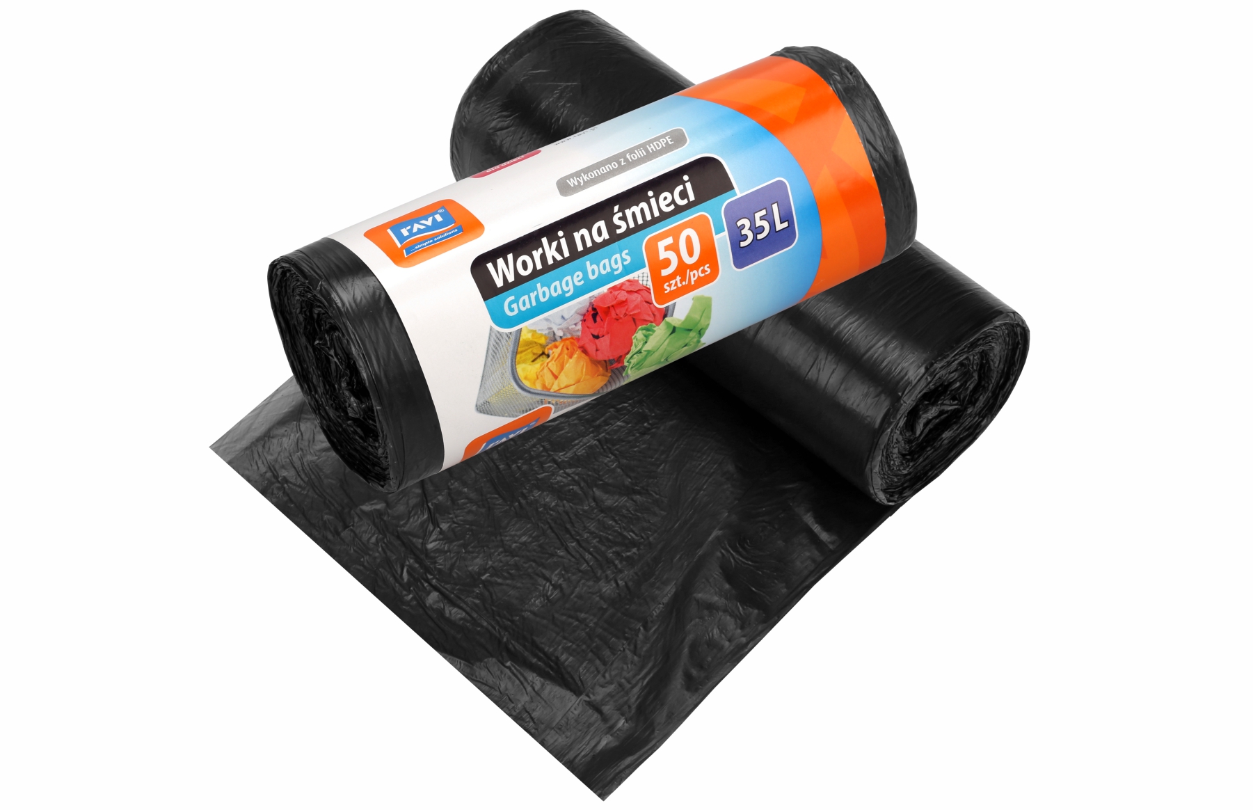 Worki na śmieci Ravi HDPE czarne 35L, 50 szt.