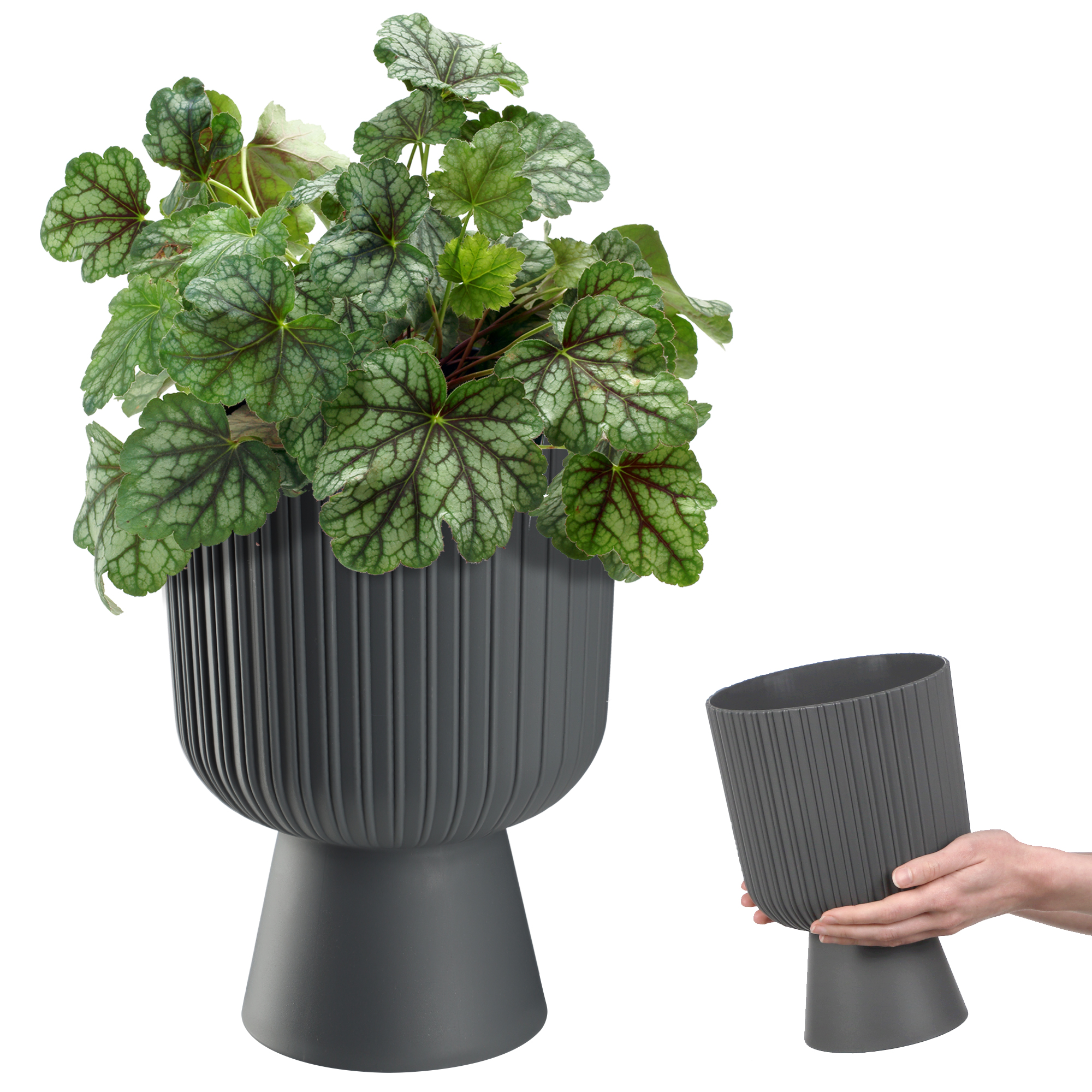 Doniczka z nóżkami Golem 18 cm, antracyt