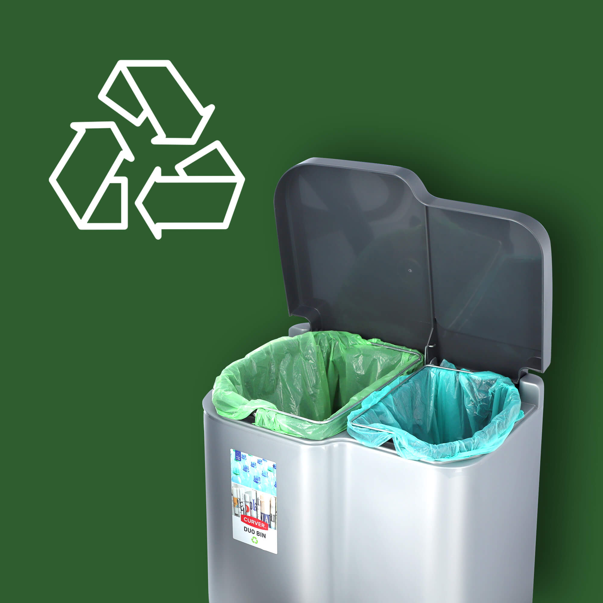 Kosz do segregacji Curver Duo Pedalbin 21L, szary