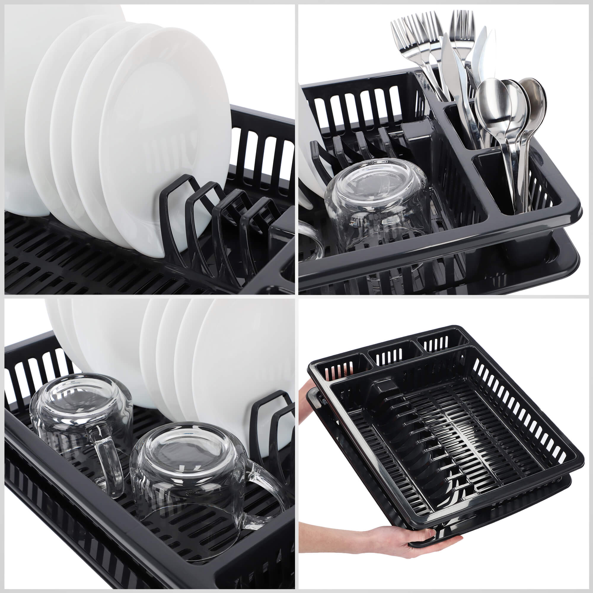 Suszarka do naczyń Jelsi 46 cm z ociekaczem, antracyt
