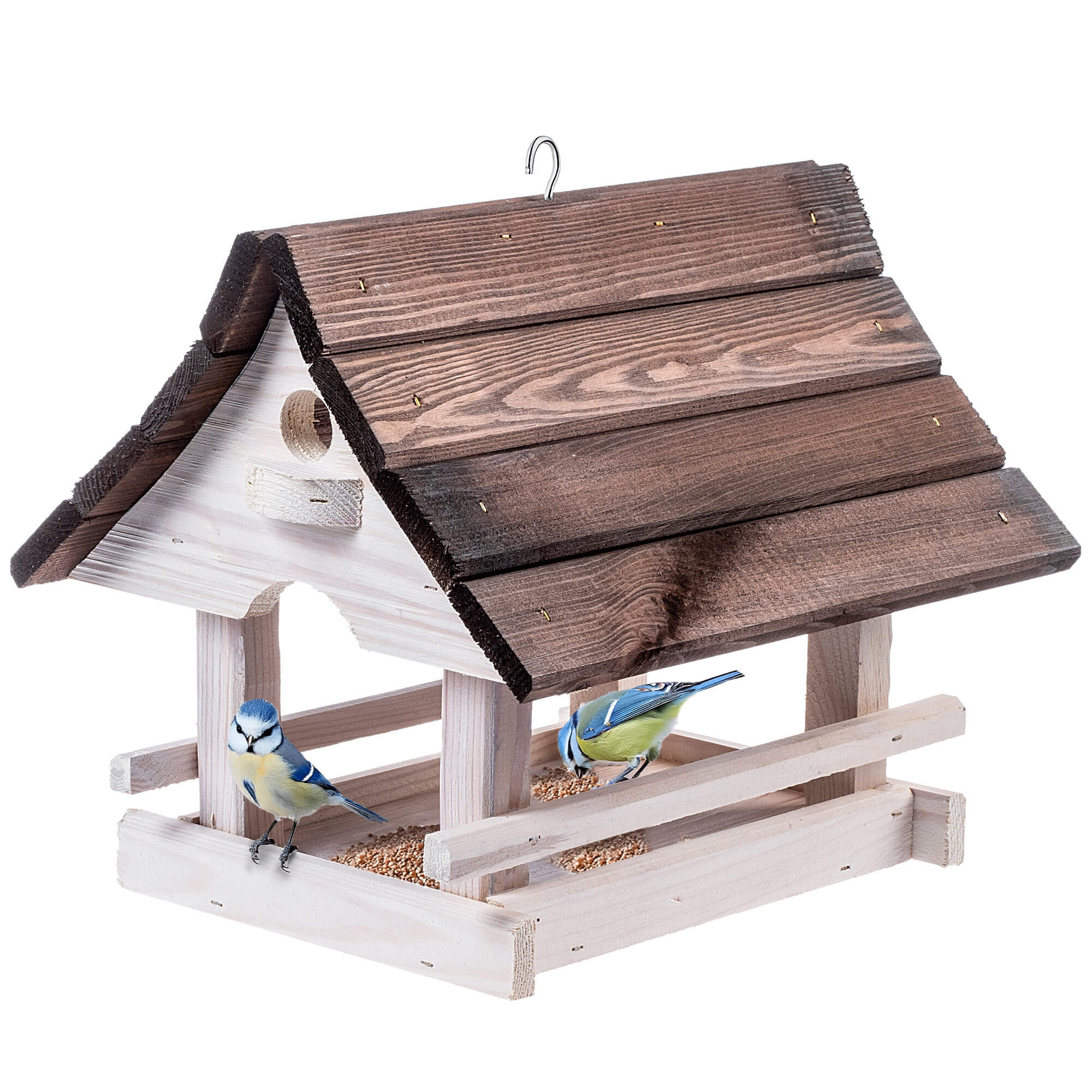 Karmnik dla ptaków Arbis domek 30 x 25 cm biało-brązowy