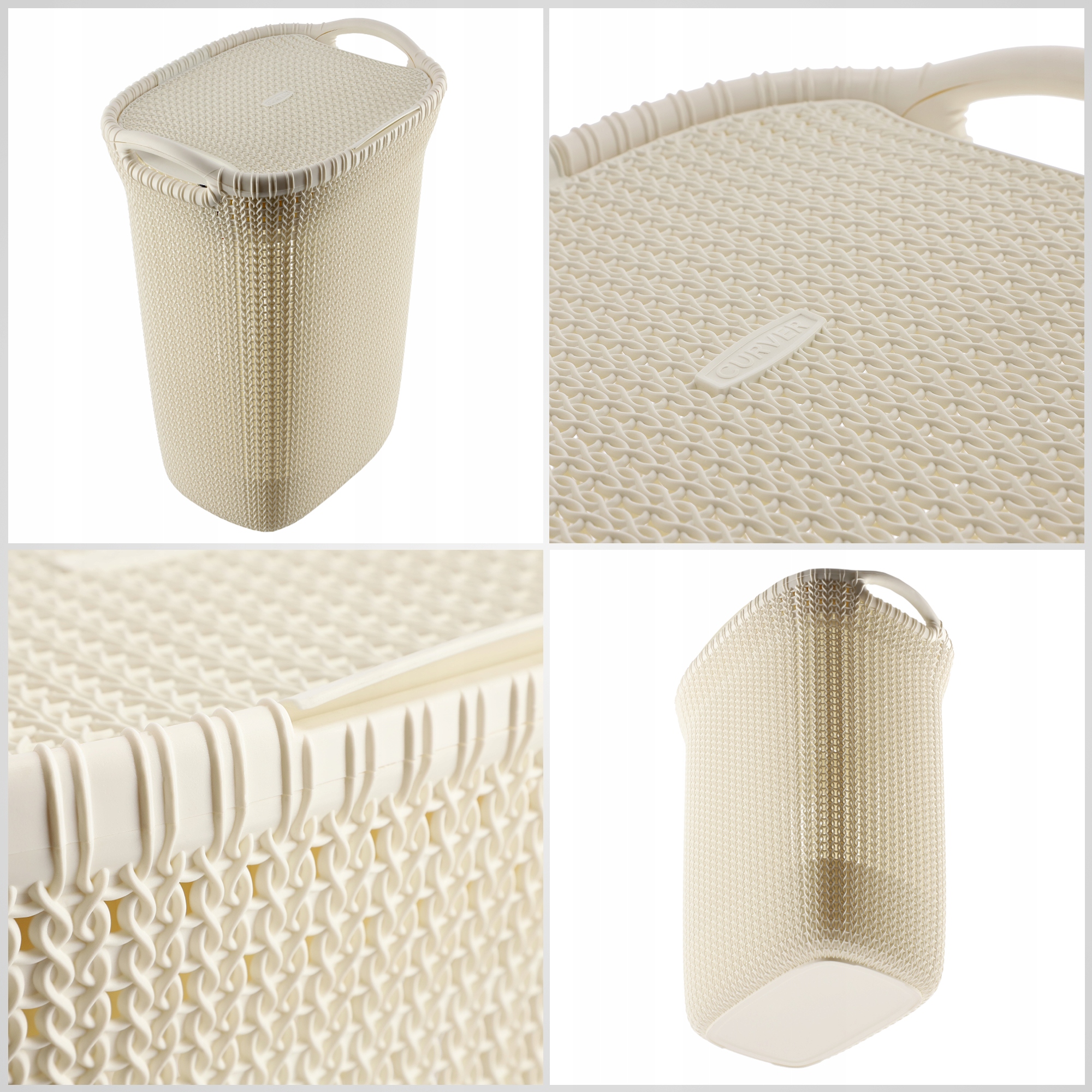 Kosz z pokrywą Curver Knit 57L kremowy