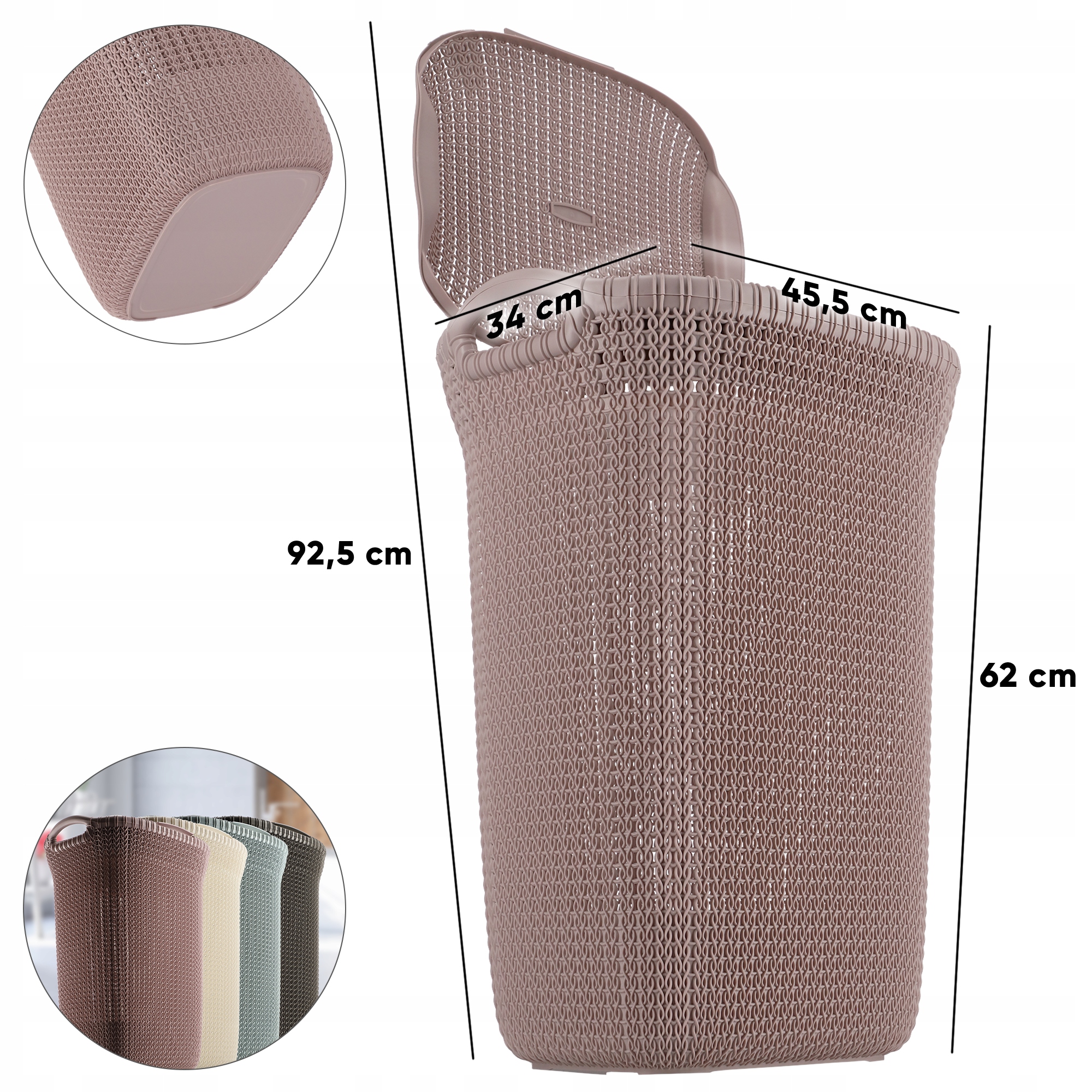Kosz z pokrywą Curver Knit 57L beżowy