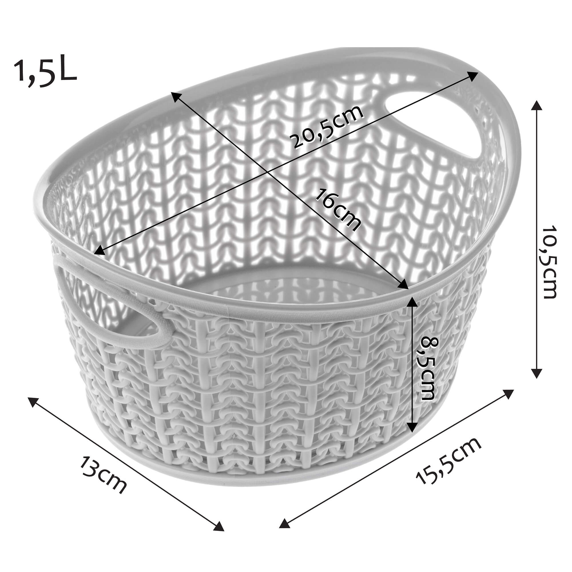 Koszyk plastikowy Malm owalny 1.5L, szary