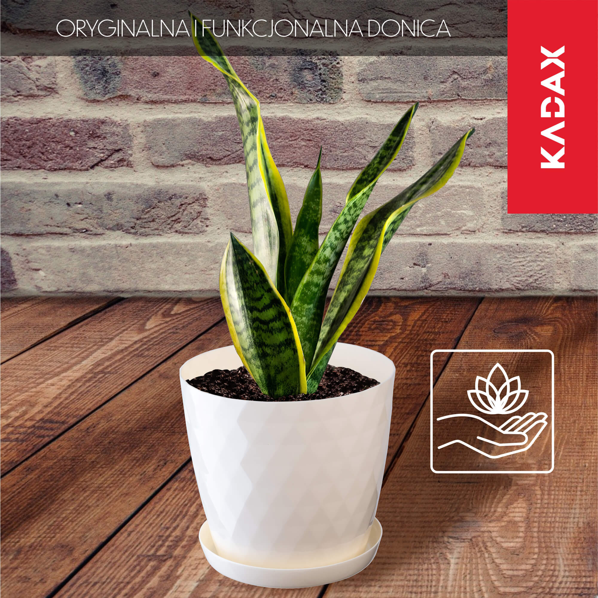 Doniczka na kwiaty z podstawką Amily 12 cm, kremowa