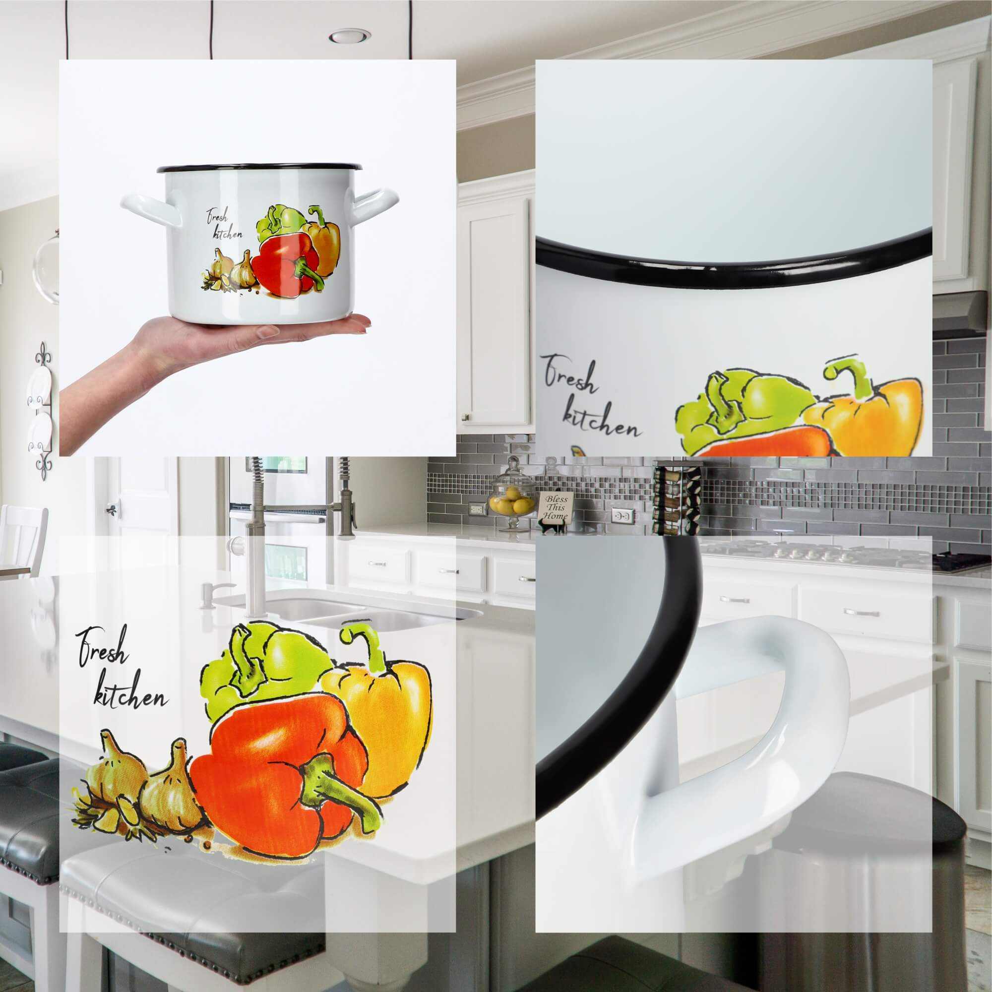 Garnek wysoki emaliowany 1.5L, papryka