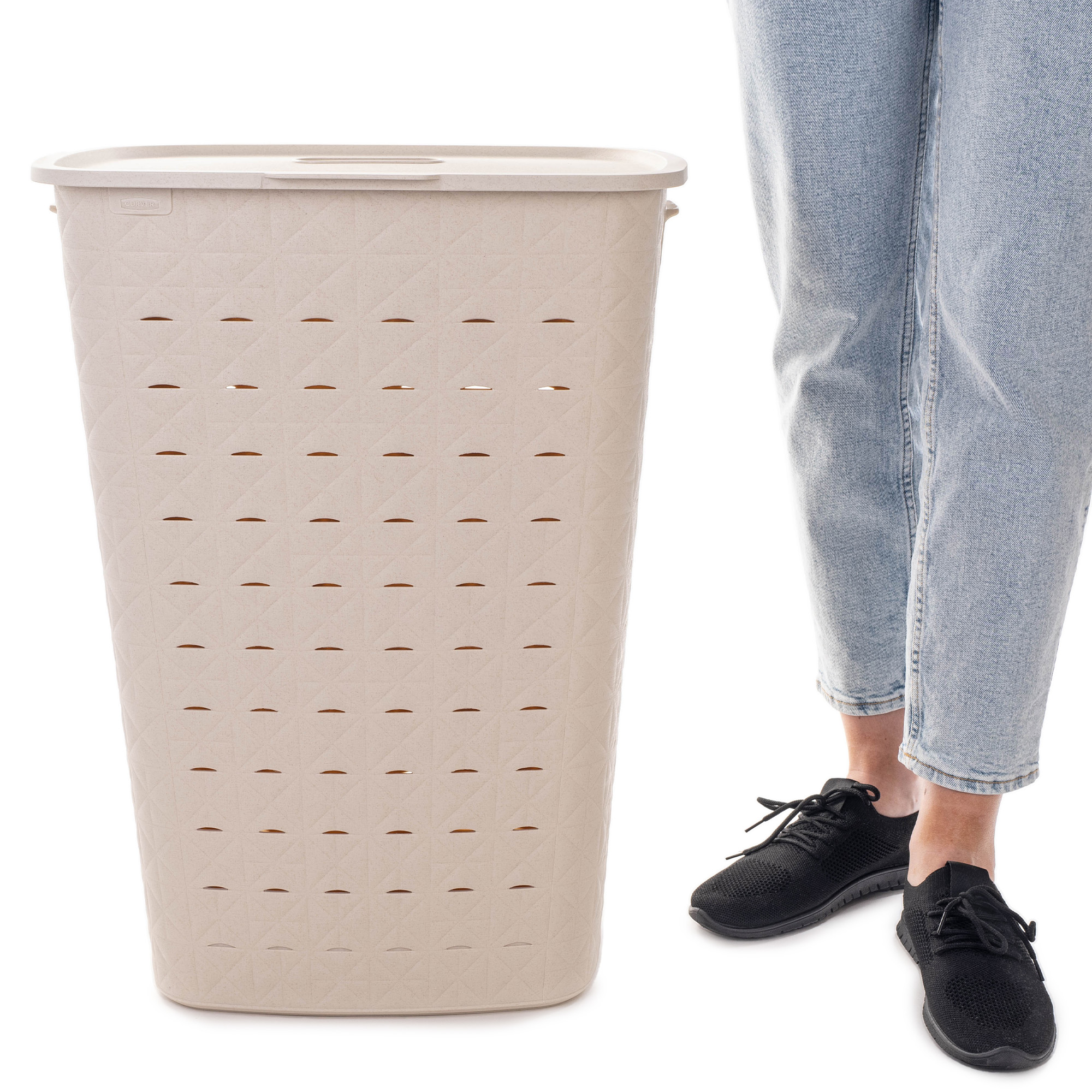 Kosz na bieliznę Curver Softex 56L kremowy