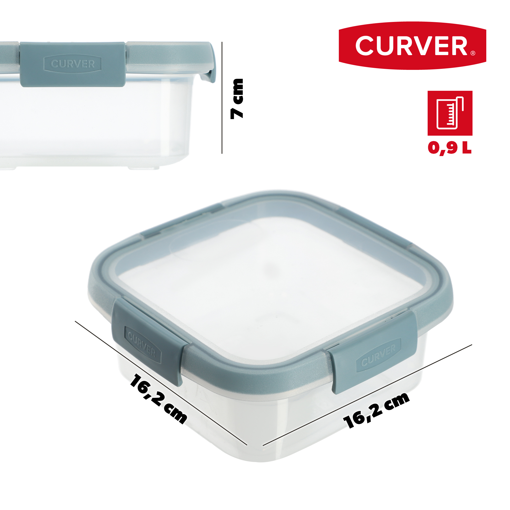Pojemnik na żywność 0.9L Curver Smart Fresh Eco, szarobłękitny