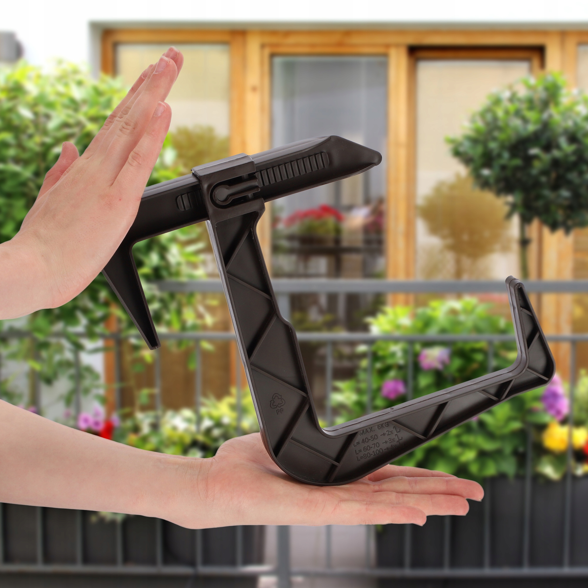 Uchwyt na skrzynkę balkonową brązowa, 2 szt.