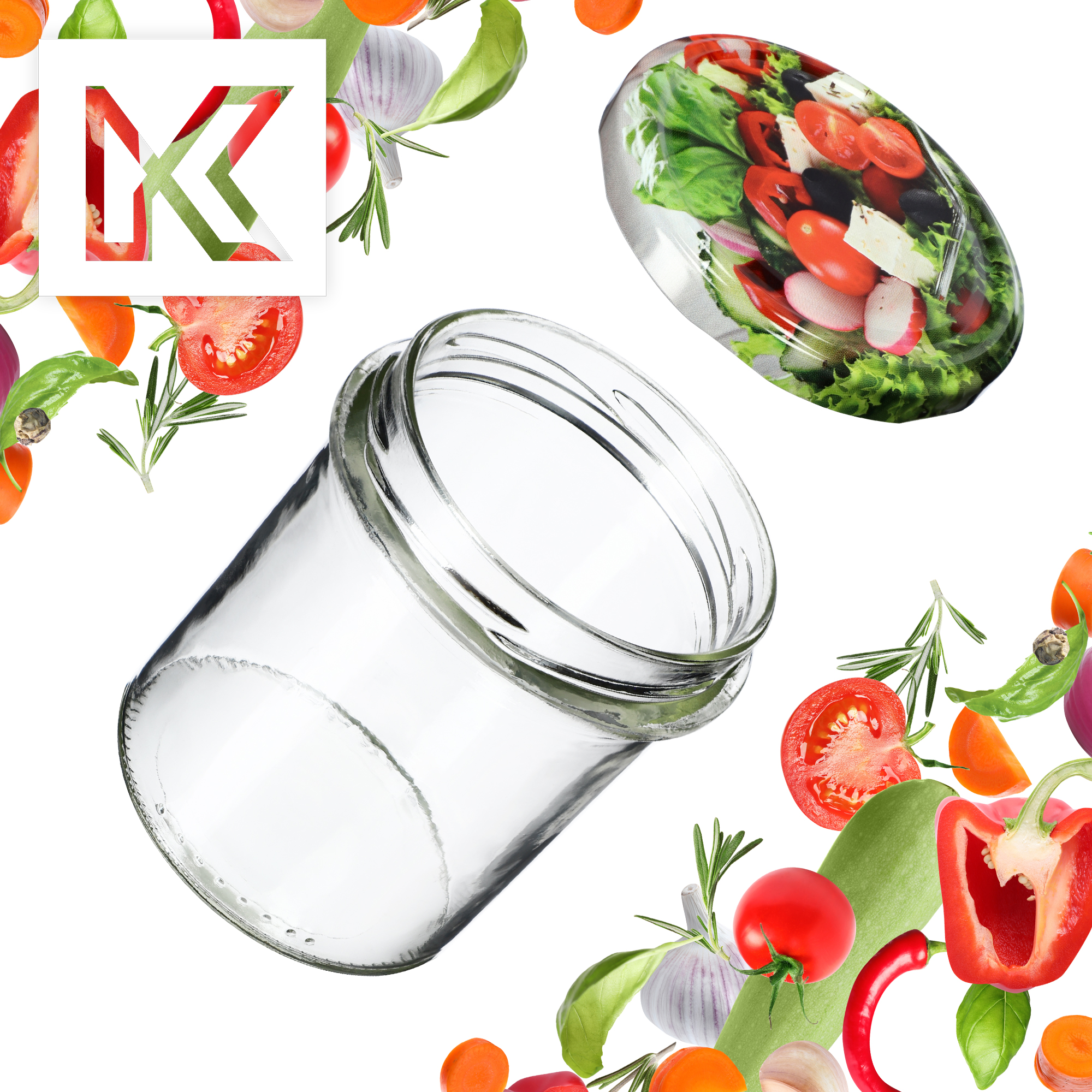 Słoiki na przetwory Avila 350ml 100szt 82mm + wieczka "Mix warzyw"