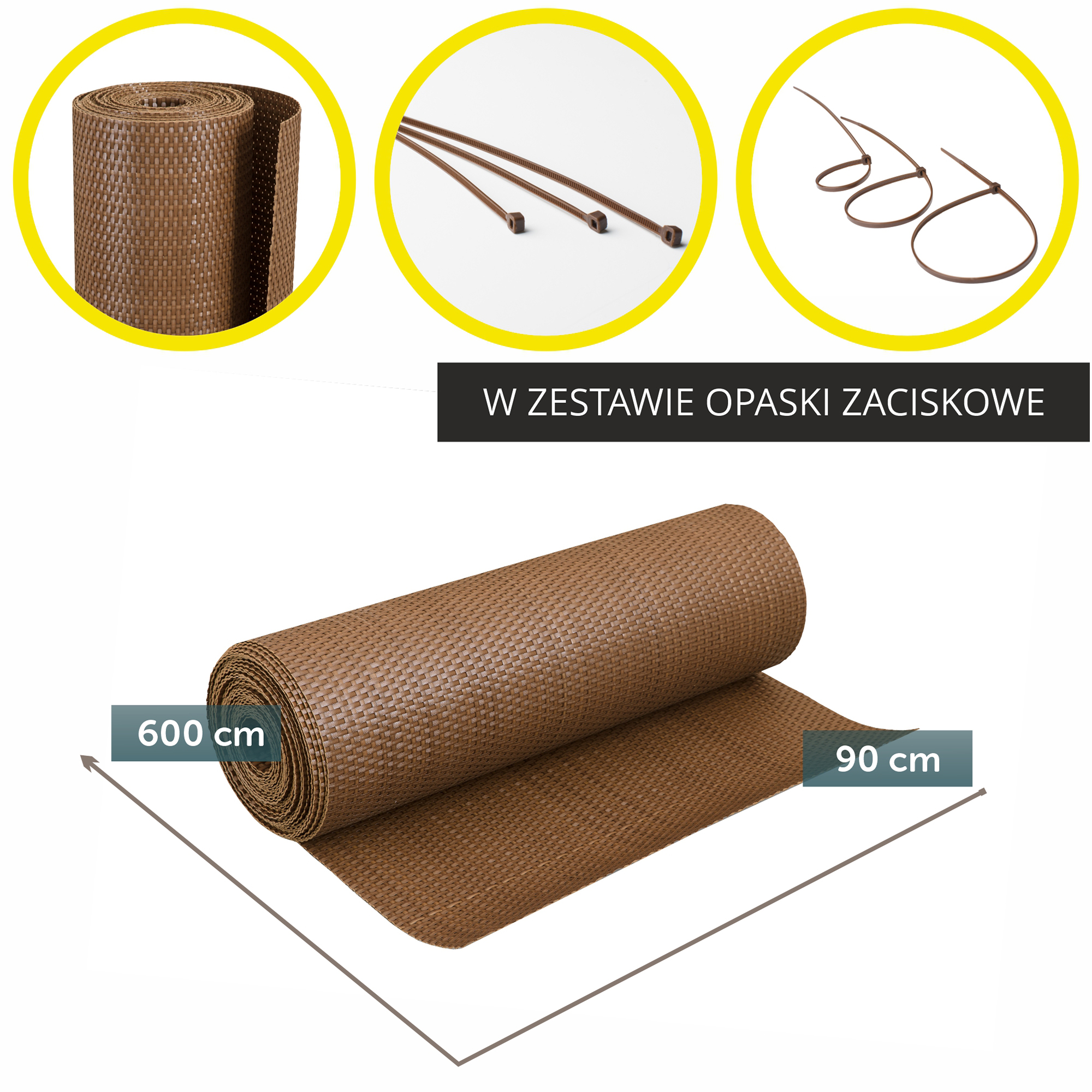 Osłona balkonowa Espa 90 x 600 cm, miodowa