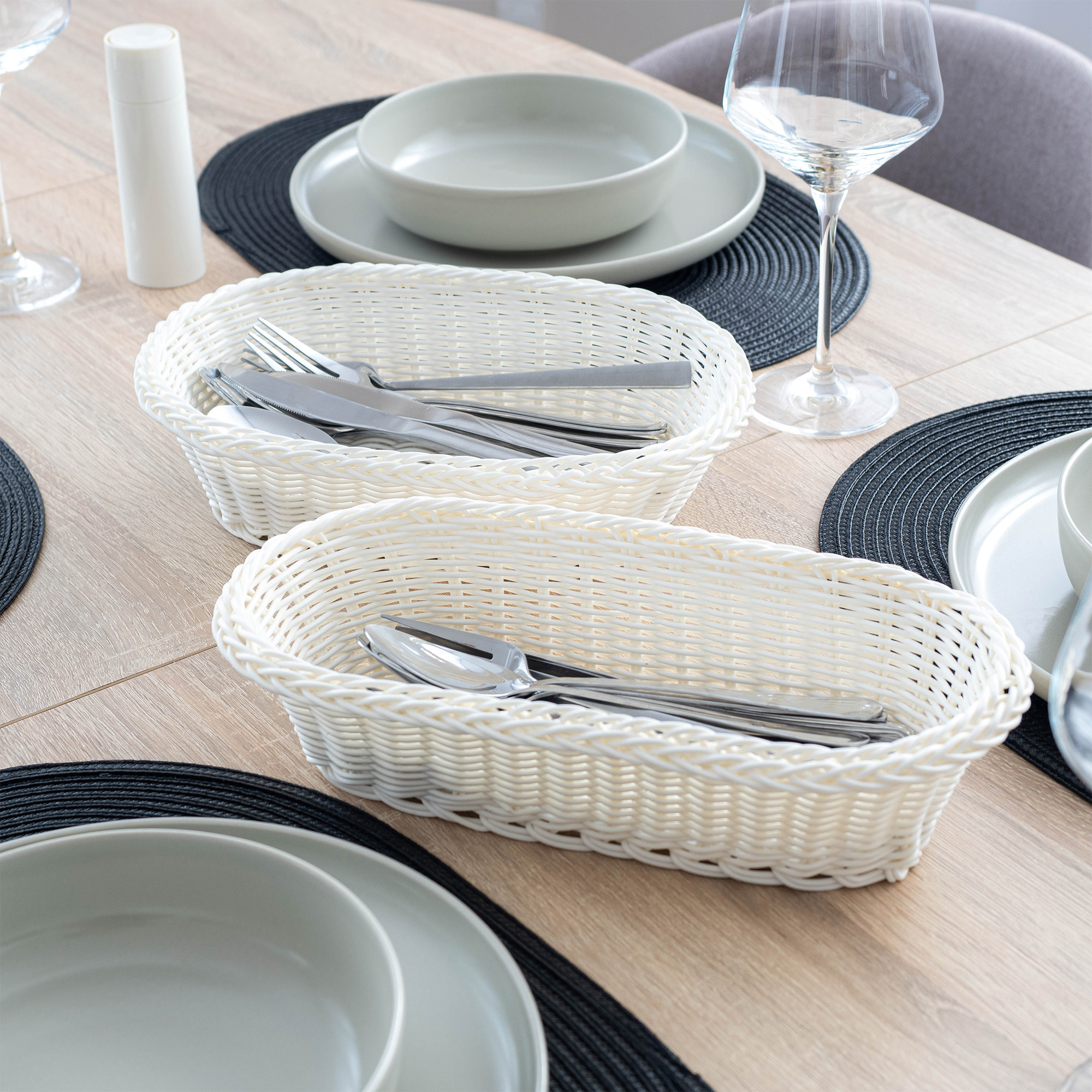 Koszyk pleciony Arezzo podłużny, kremowy