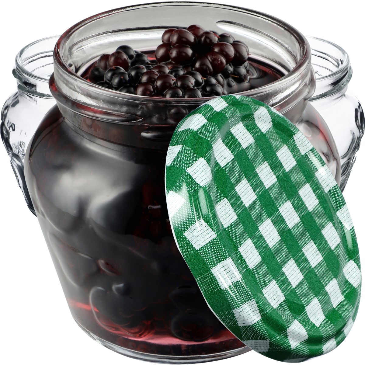 Słoiki Kemi 200ml 10szt 66mm + wieczka "Zielona Krata"