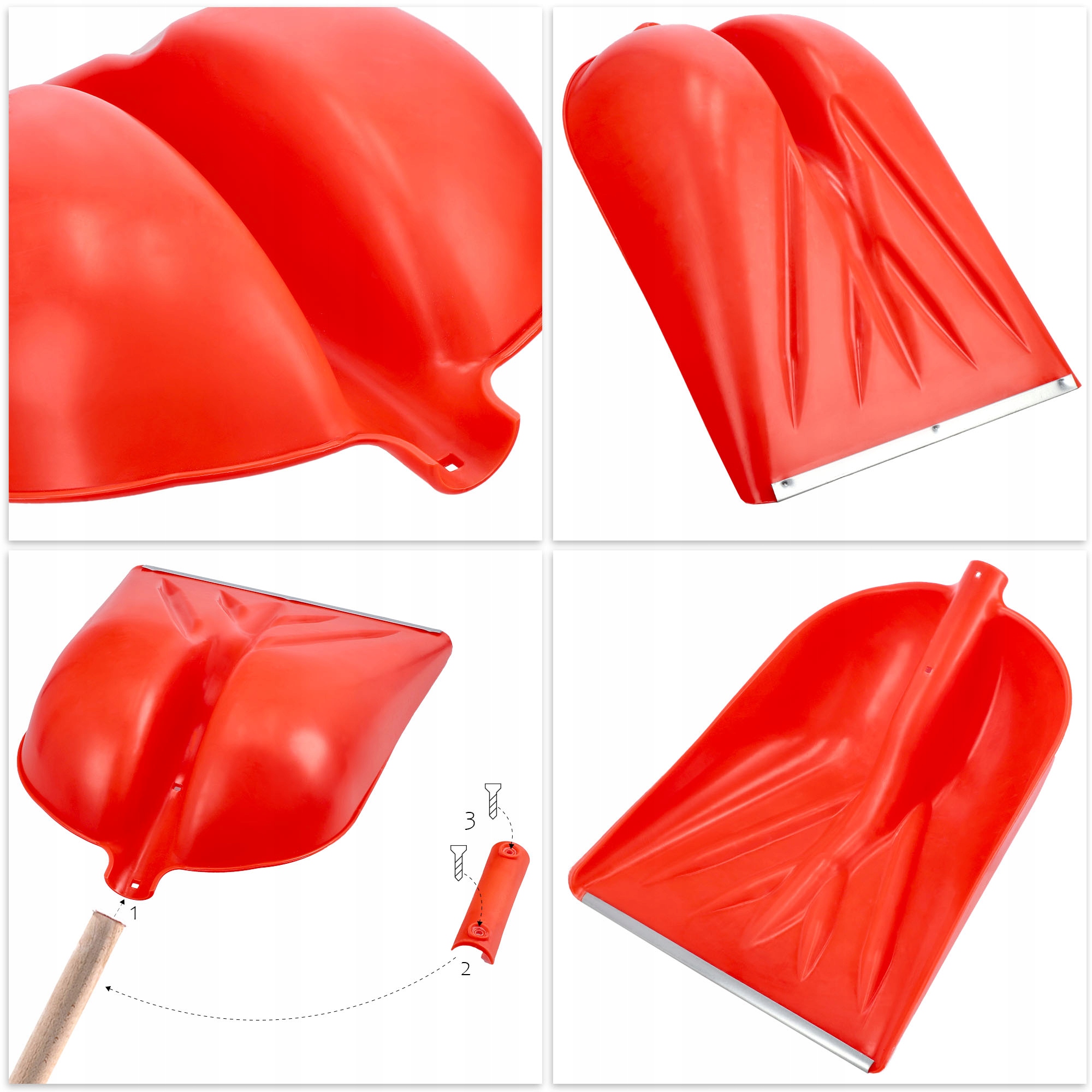 Szufla do śniegu bez trzonka, pomarańczowa, 3szt.