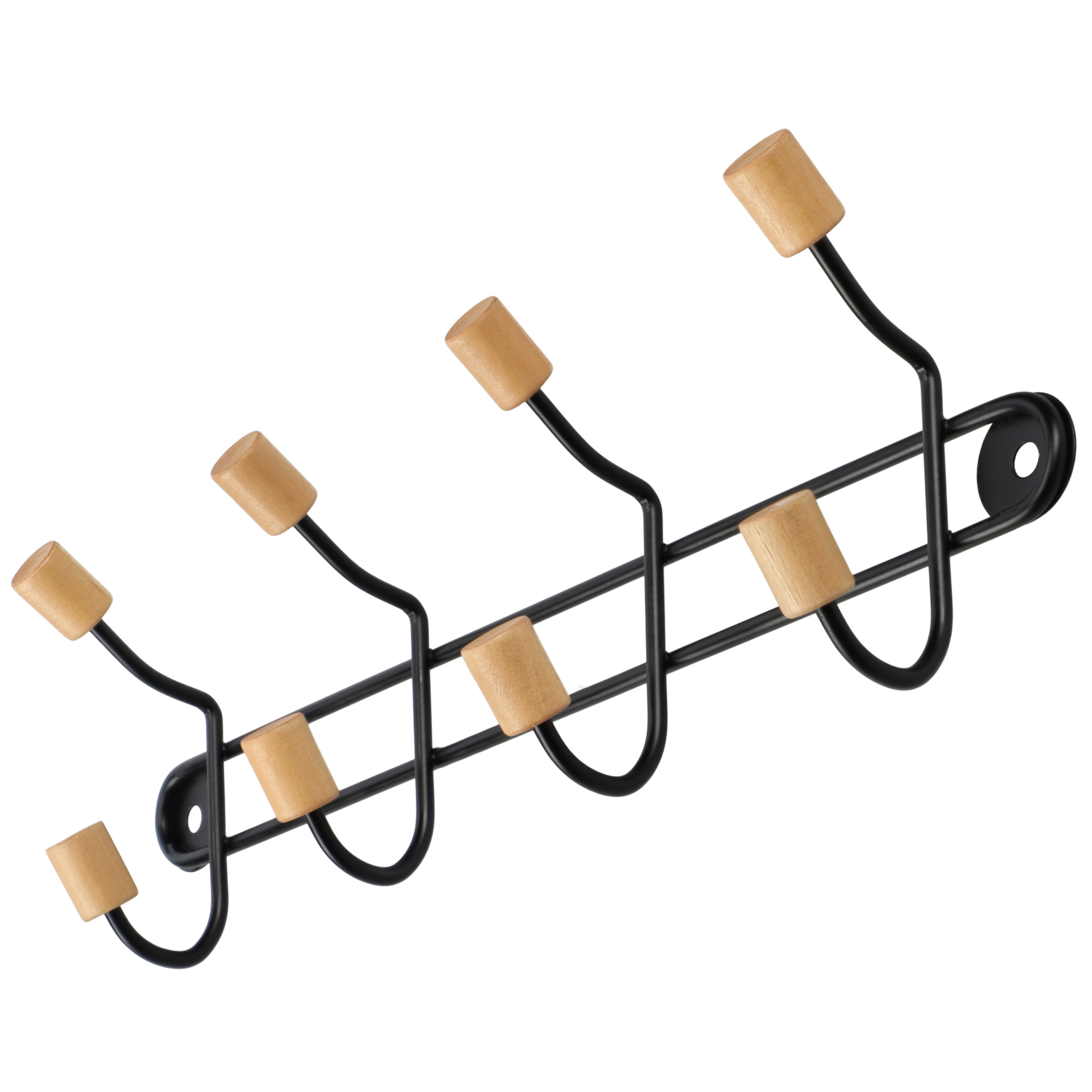 Wieszak ścienny Imola z bambusem, 4 haki, czarny
